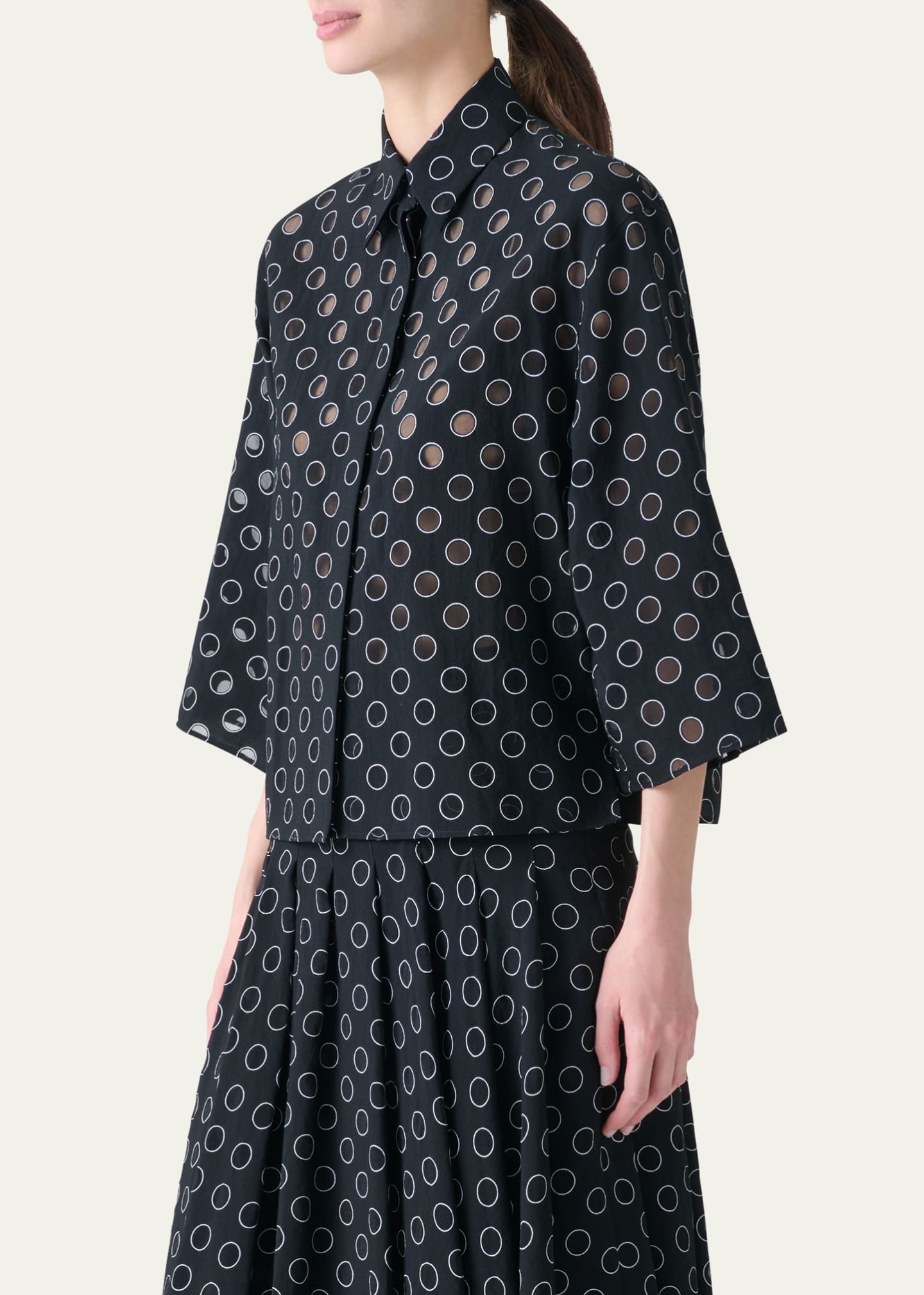 Akris punto Boxy Organza Polka Dot Blouse Image 4 of 5