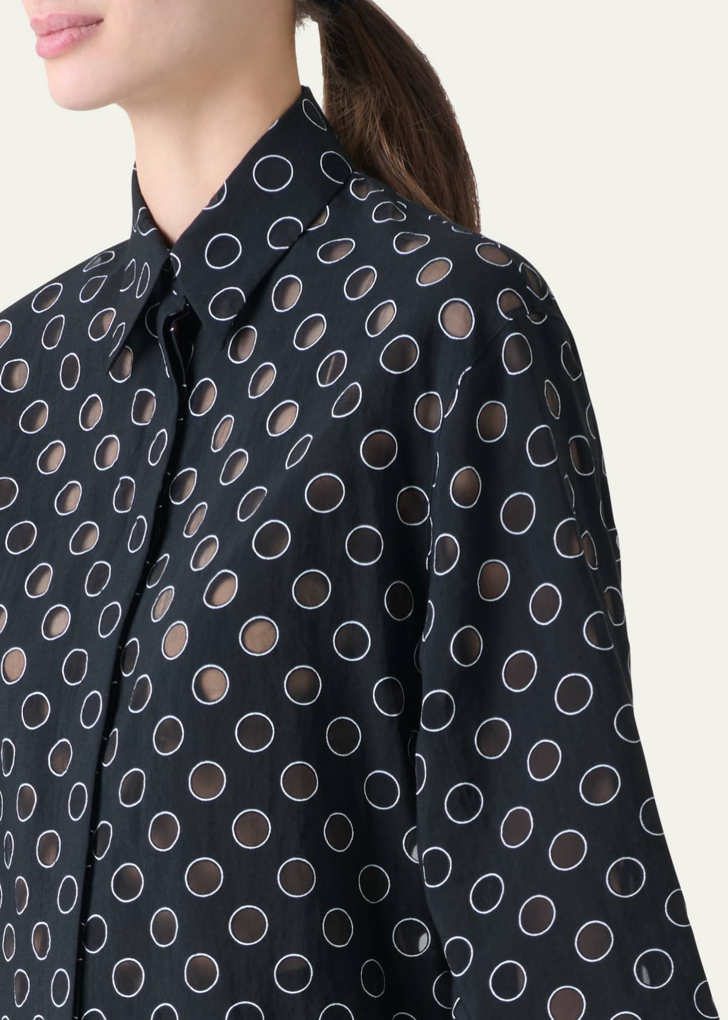 Akris punto Boxy Organza Polka Dot Blouse Image 5 of 5