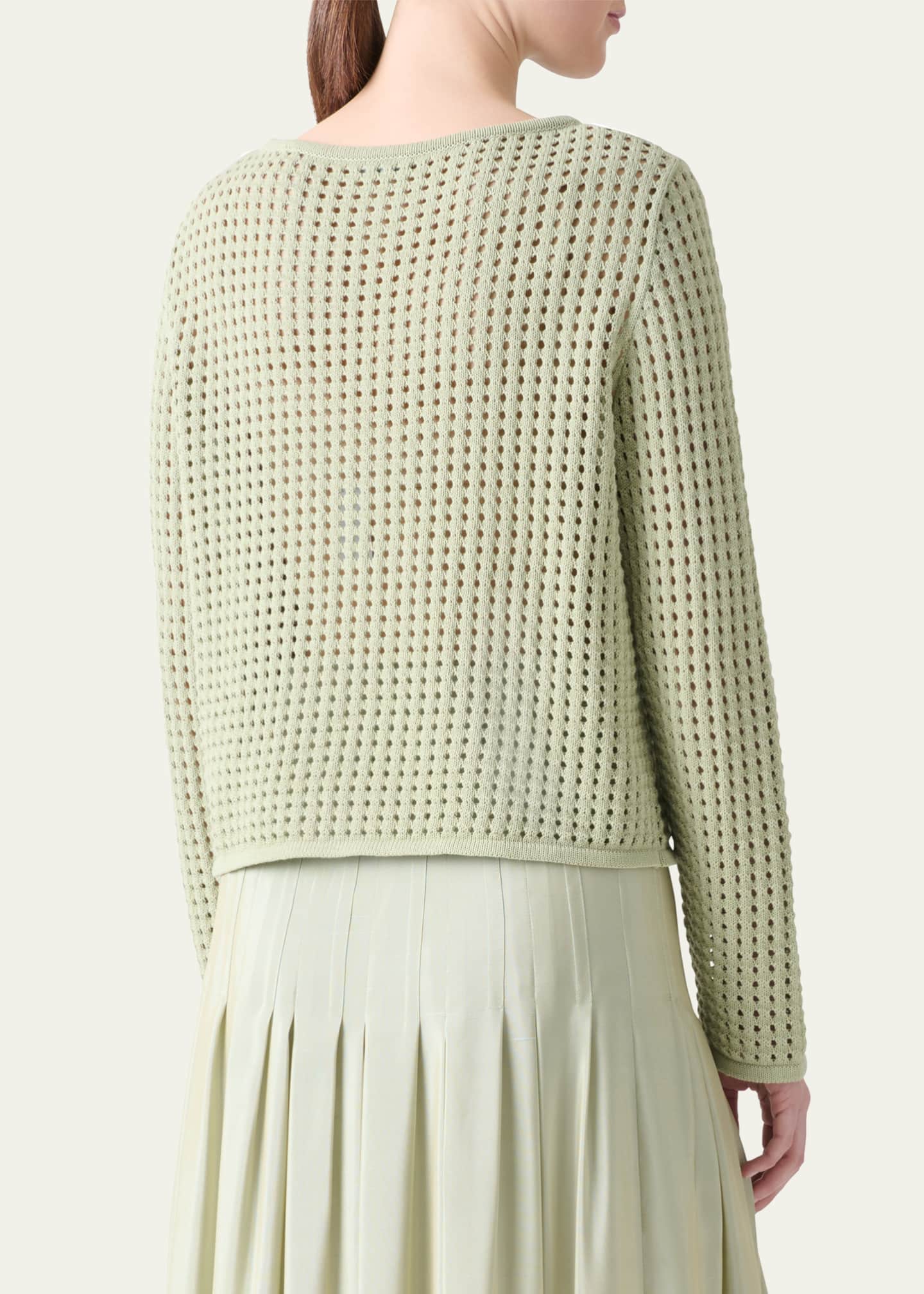 Akris punto Boat-Neck Chunky Cotton Mesh Knit Sweater