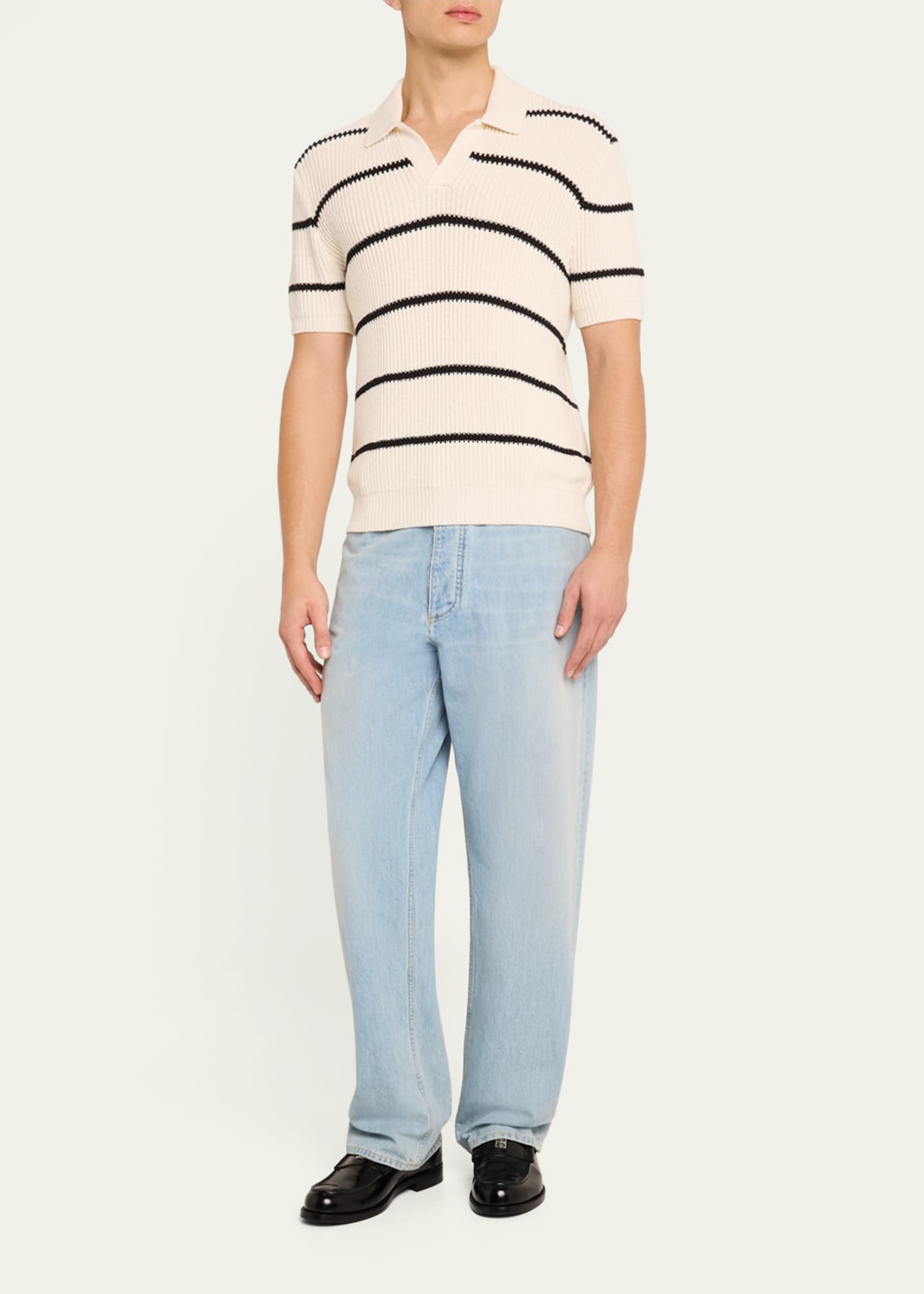 FRAME Men's Striped Polo Sweater Image 2 of 5