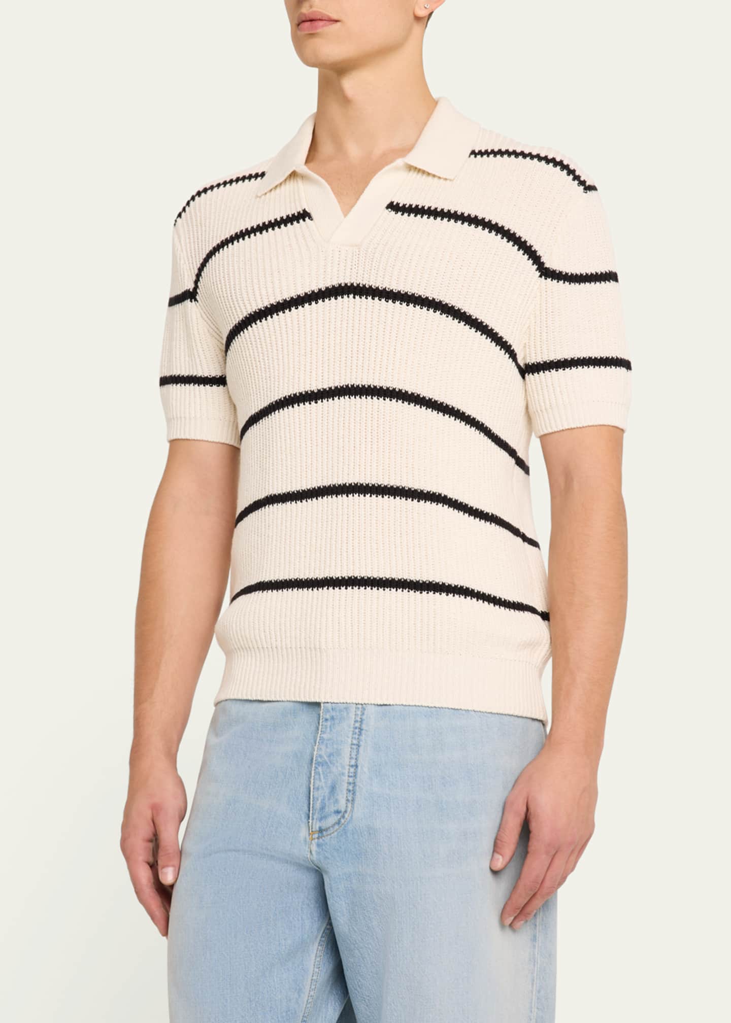 FRAME Men's Striped Polo Sweater Image 4 of 5
