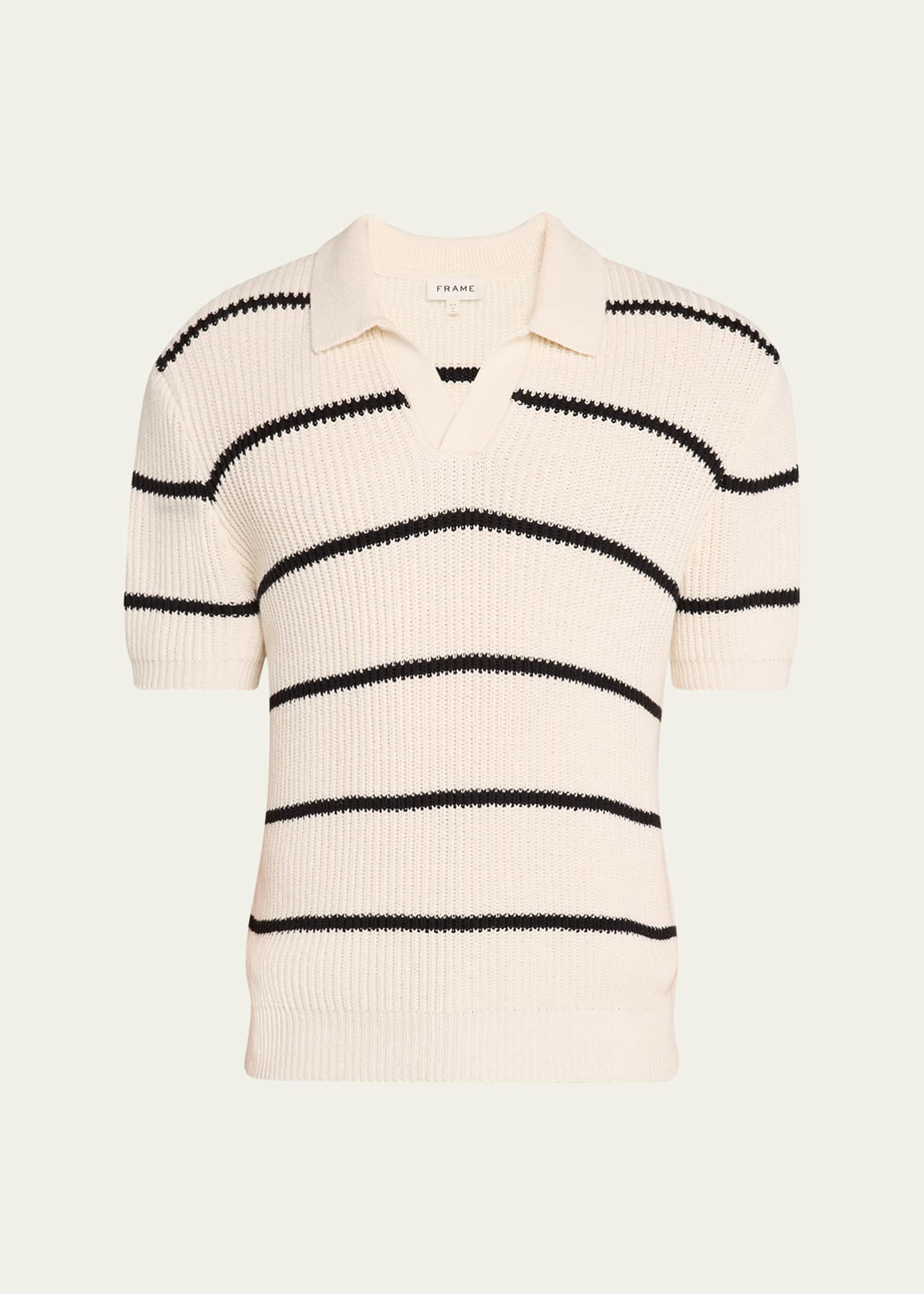 FRAME Men's Striped Polo Sweater Image 1 of 5