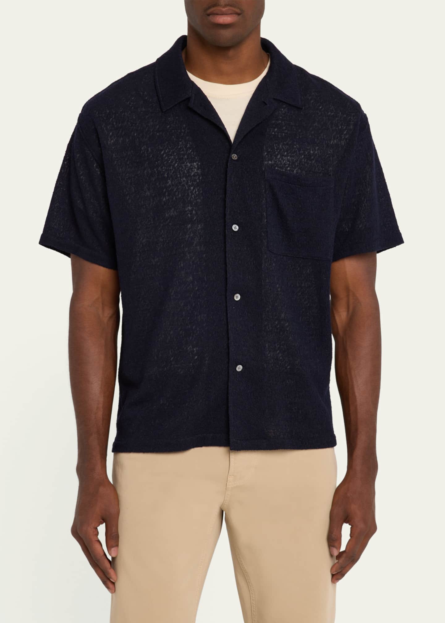 FRAME Men's Textured Terry Camp Shirt Image 4 of 5