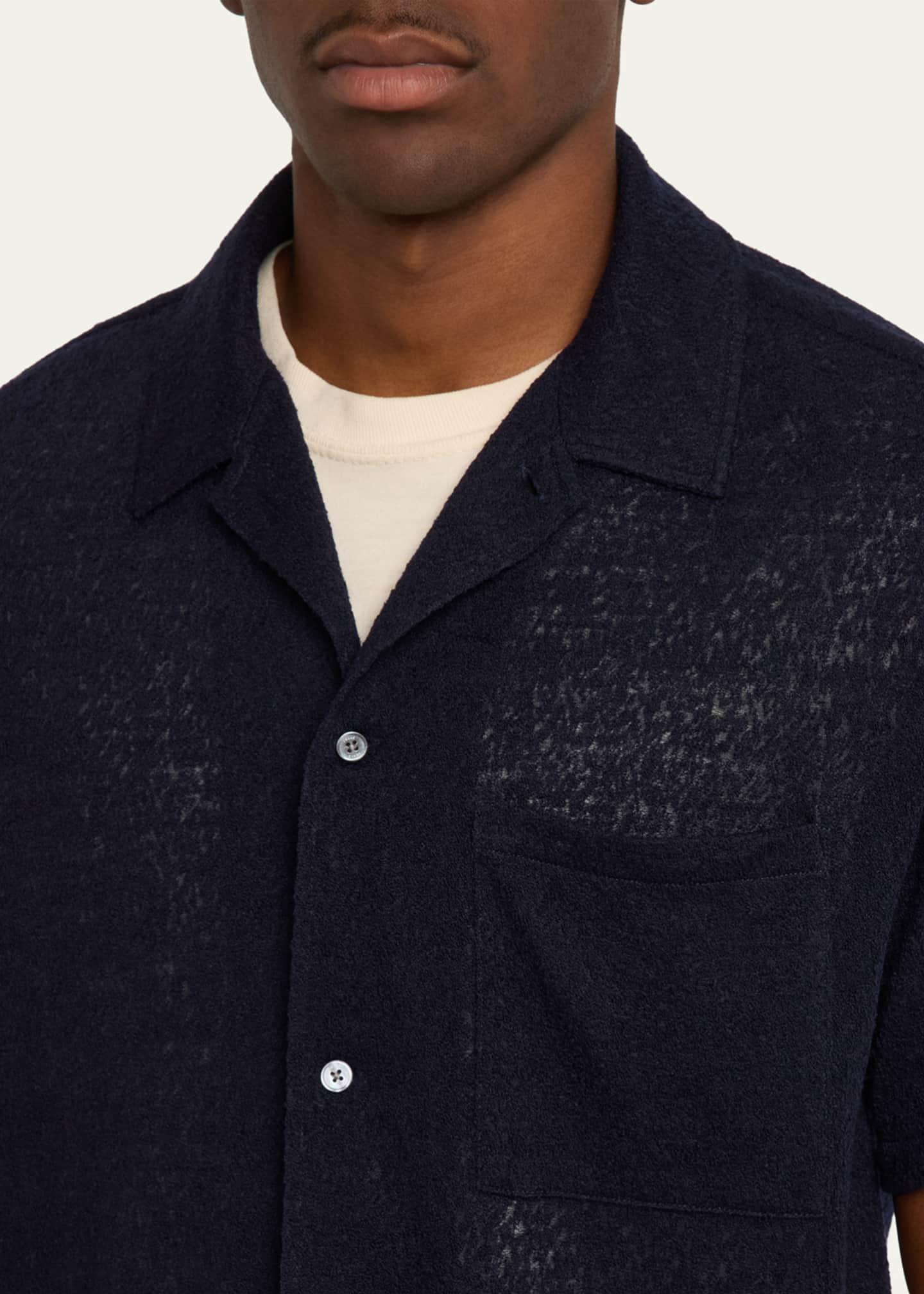 FRAME Men's Textured Terry Camp Shirt Image 5 of 5