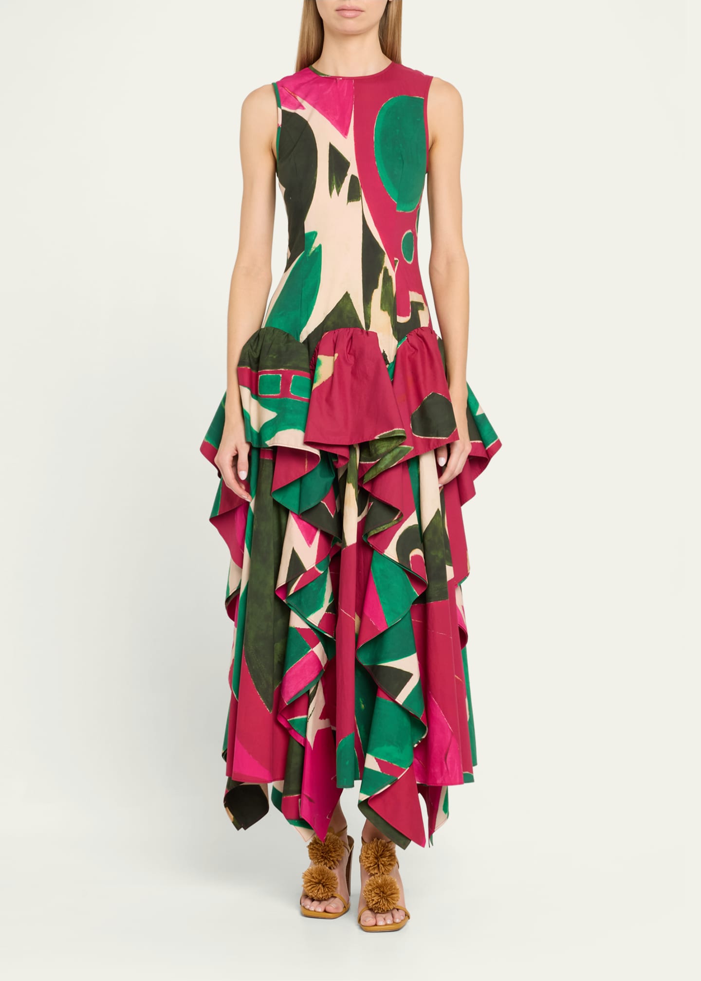 Ulla Johnson UJ x Lee Krasner Mural Sleeveless Ruffle Dress Image 2 of 5