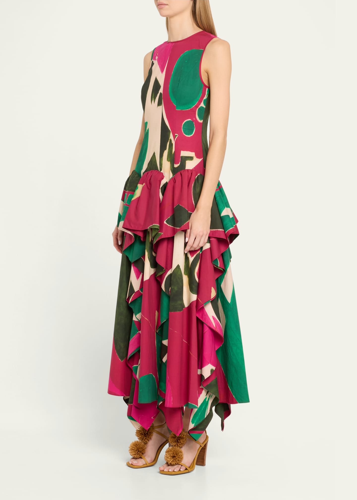 Ulla Johnson UJ x Lee Krasner Mural Sleeveless Ruffle Dress Image 4 of 5
