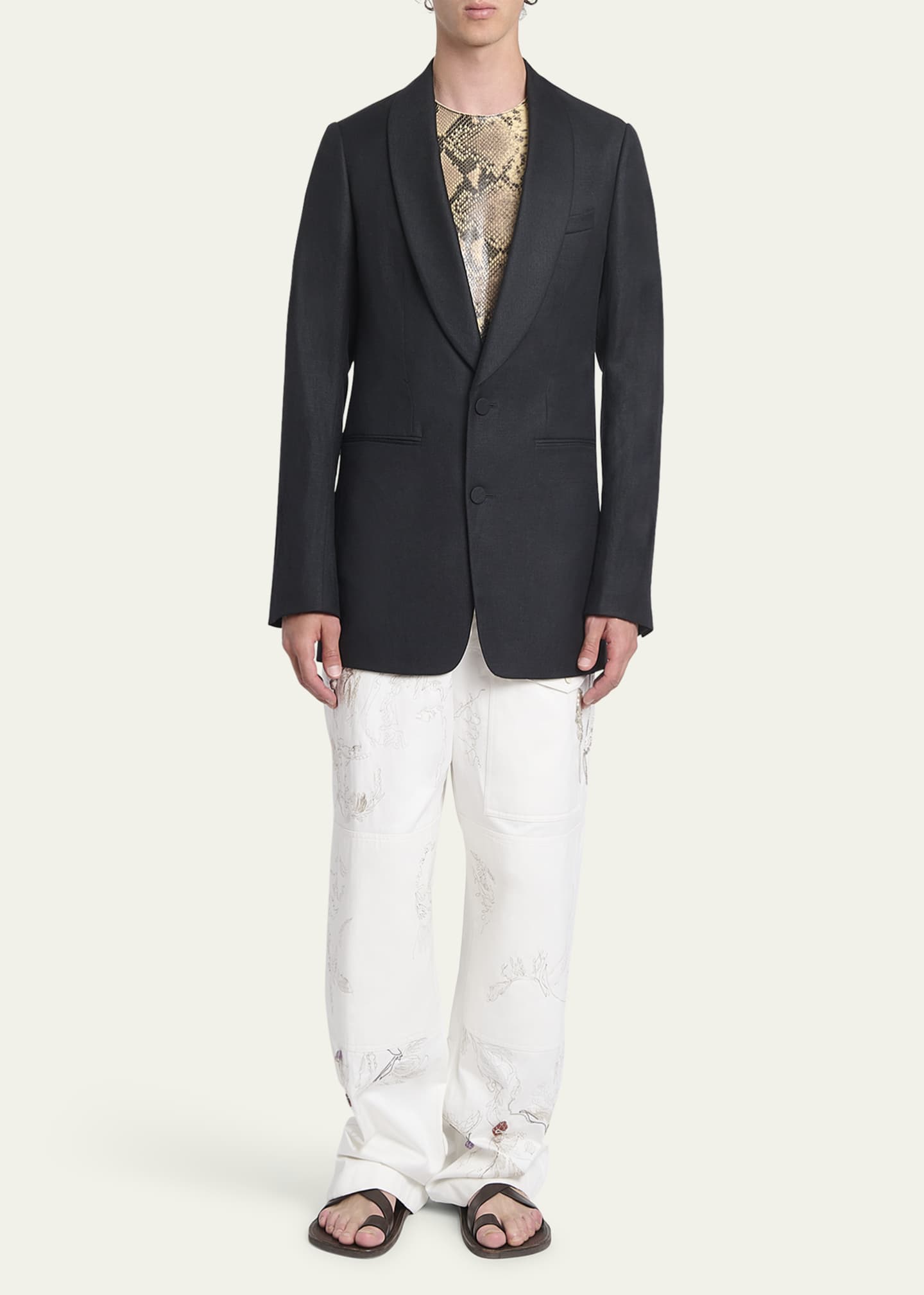 Dries Van Noten Men's Self-Lapel Tuxedo Jacket Image 2 of 5