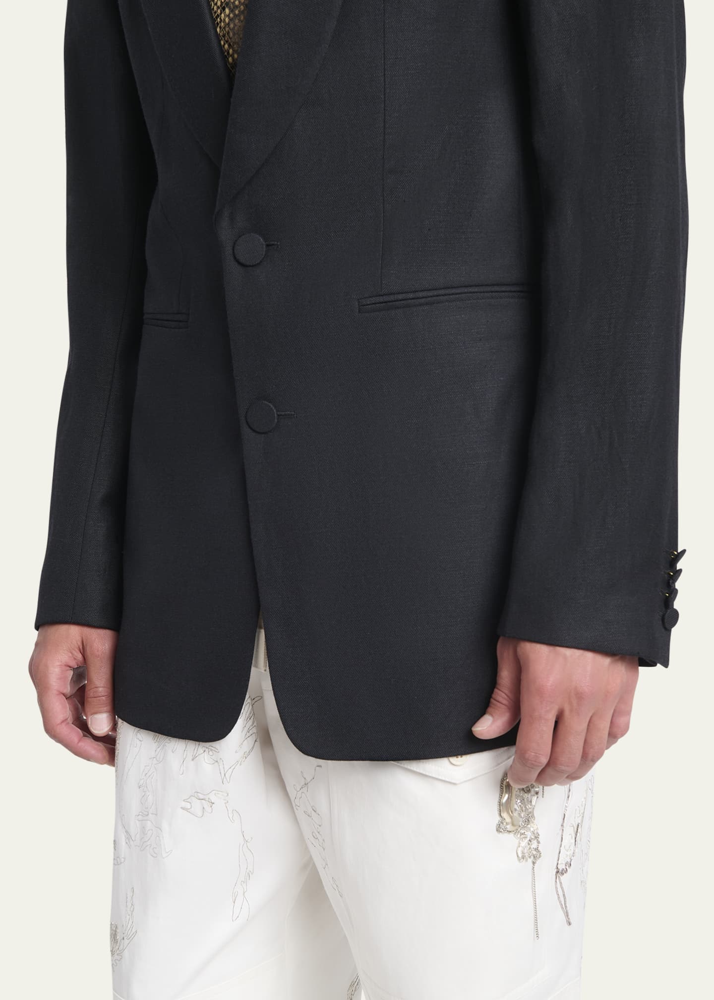 Dries Van Noten Men's Self-Lapel Tuxedo Jacket Image 5 of 5
