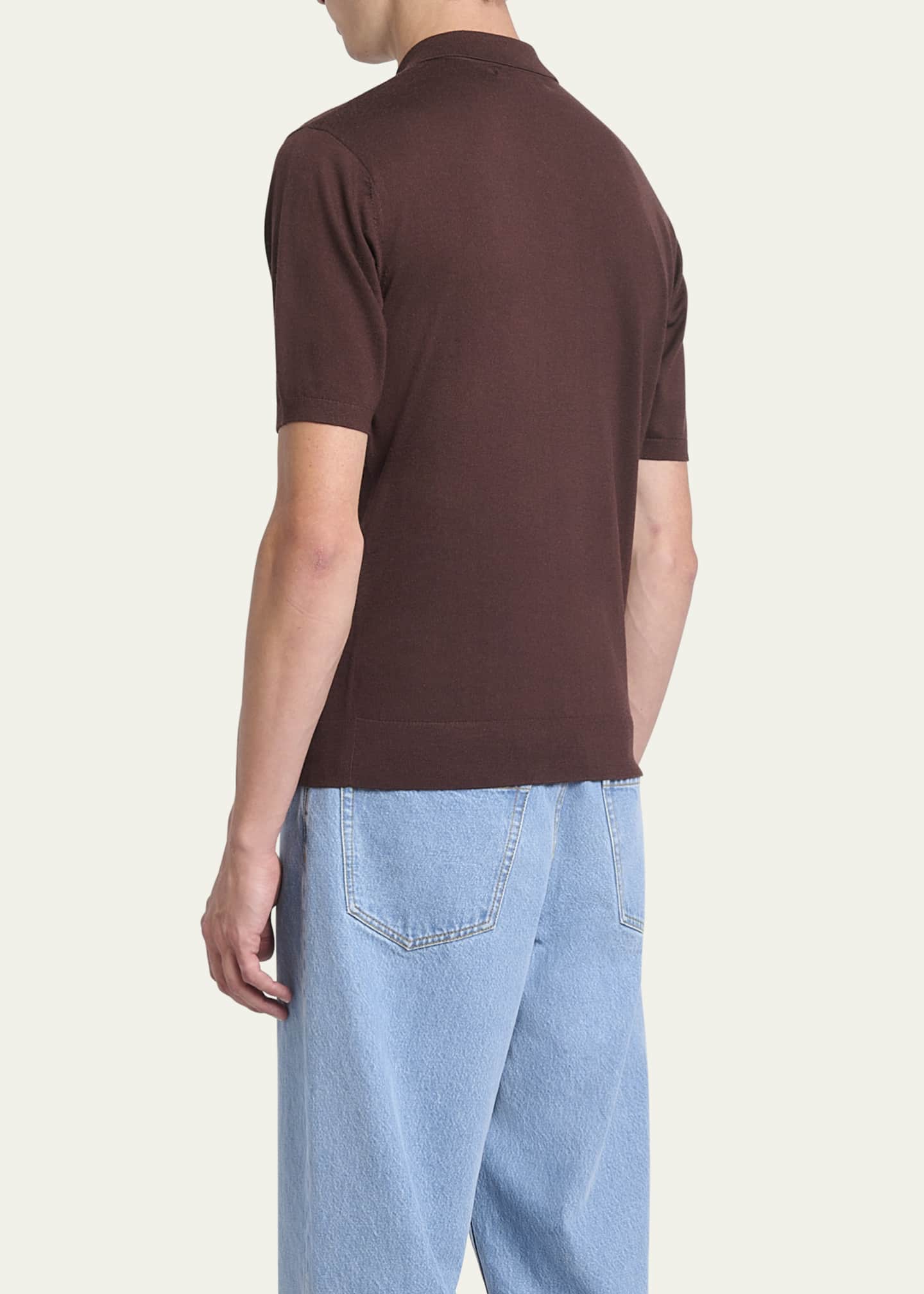 Dries Van Noten Men's Murice Fine-Gauge Polo Shirt Image 3 of 5