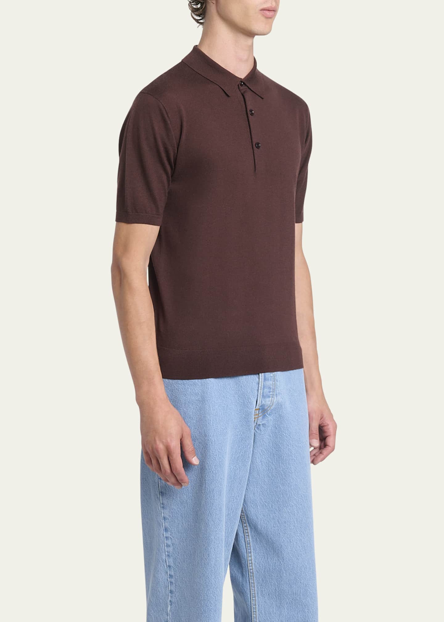 Dries Van Noten Men's Murice Fine-Gauge Polo Shirt Image 4 of 5