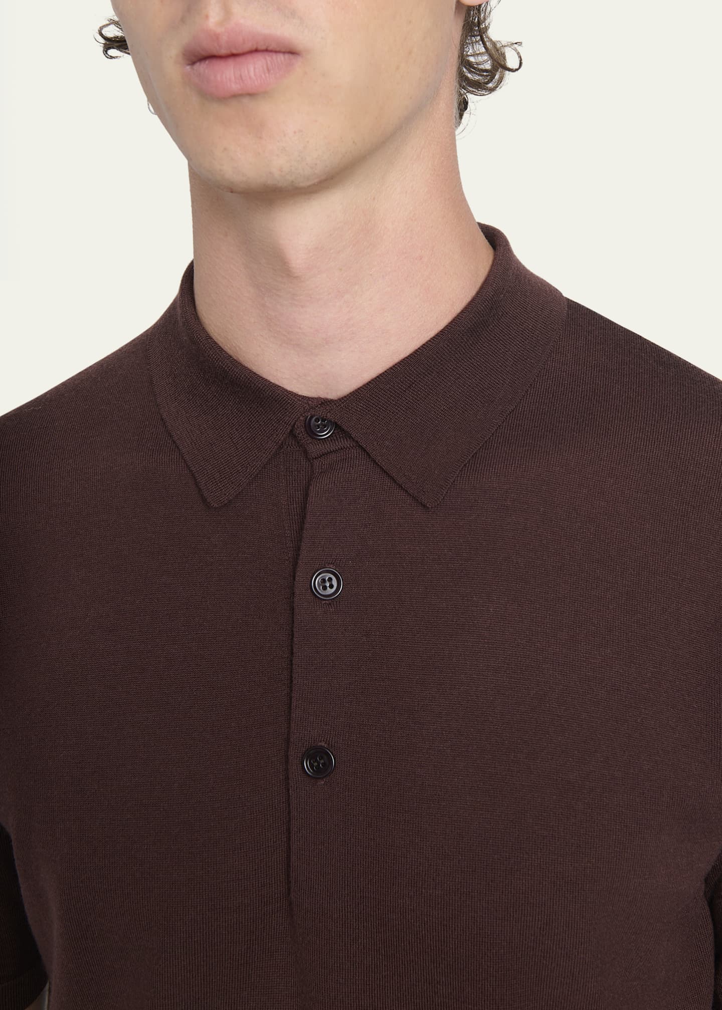 Dries Van Noten Men's Murice Fine-Gauge Polo Shirt Image 5 of 5
