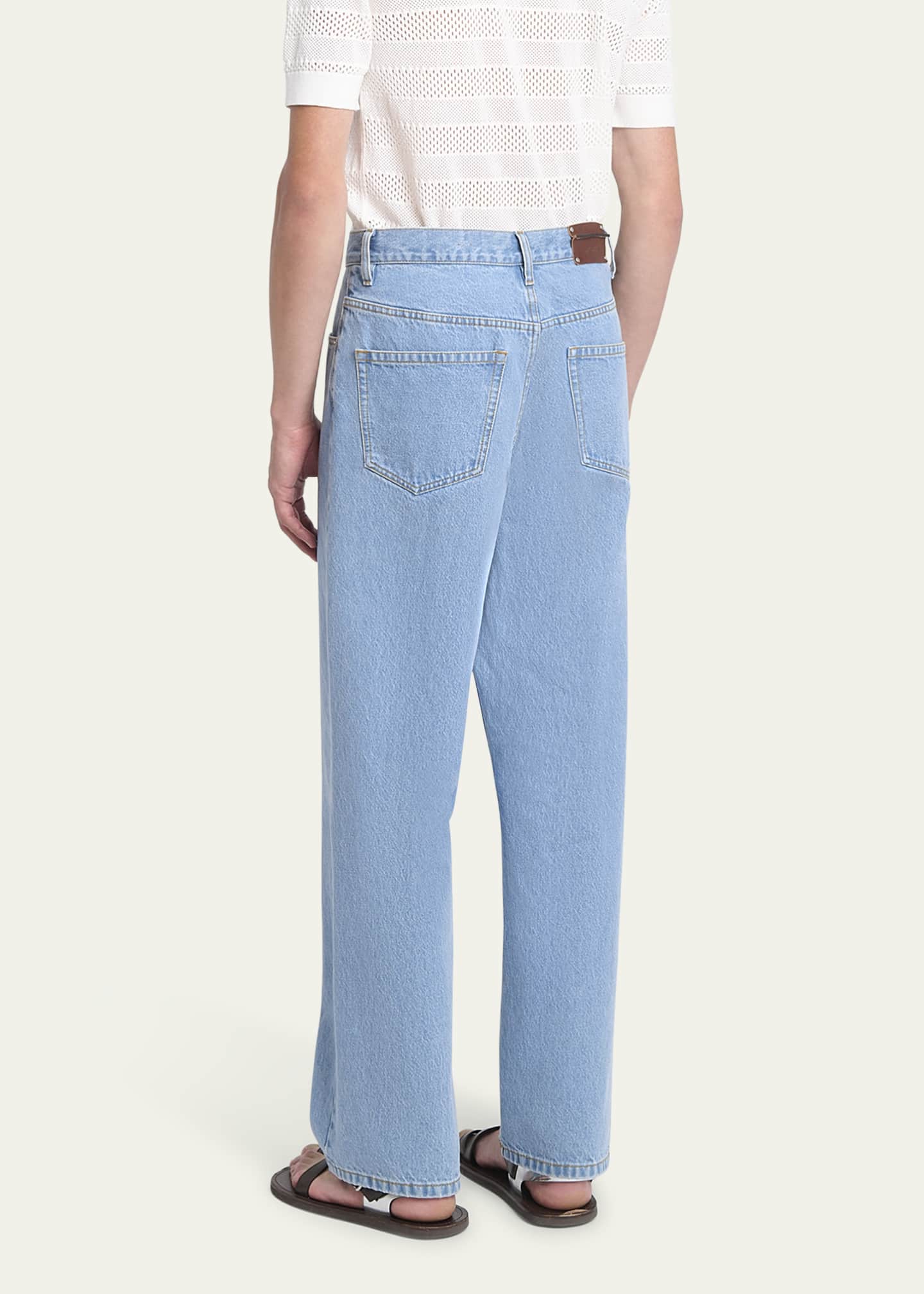 Dries Van Noten Men's Pine Bleached Wide-Leg Jeans Image 3 of 5