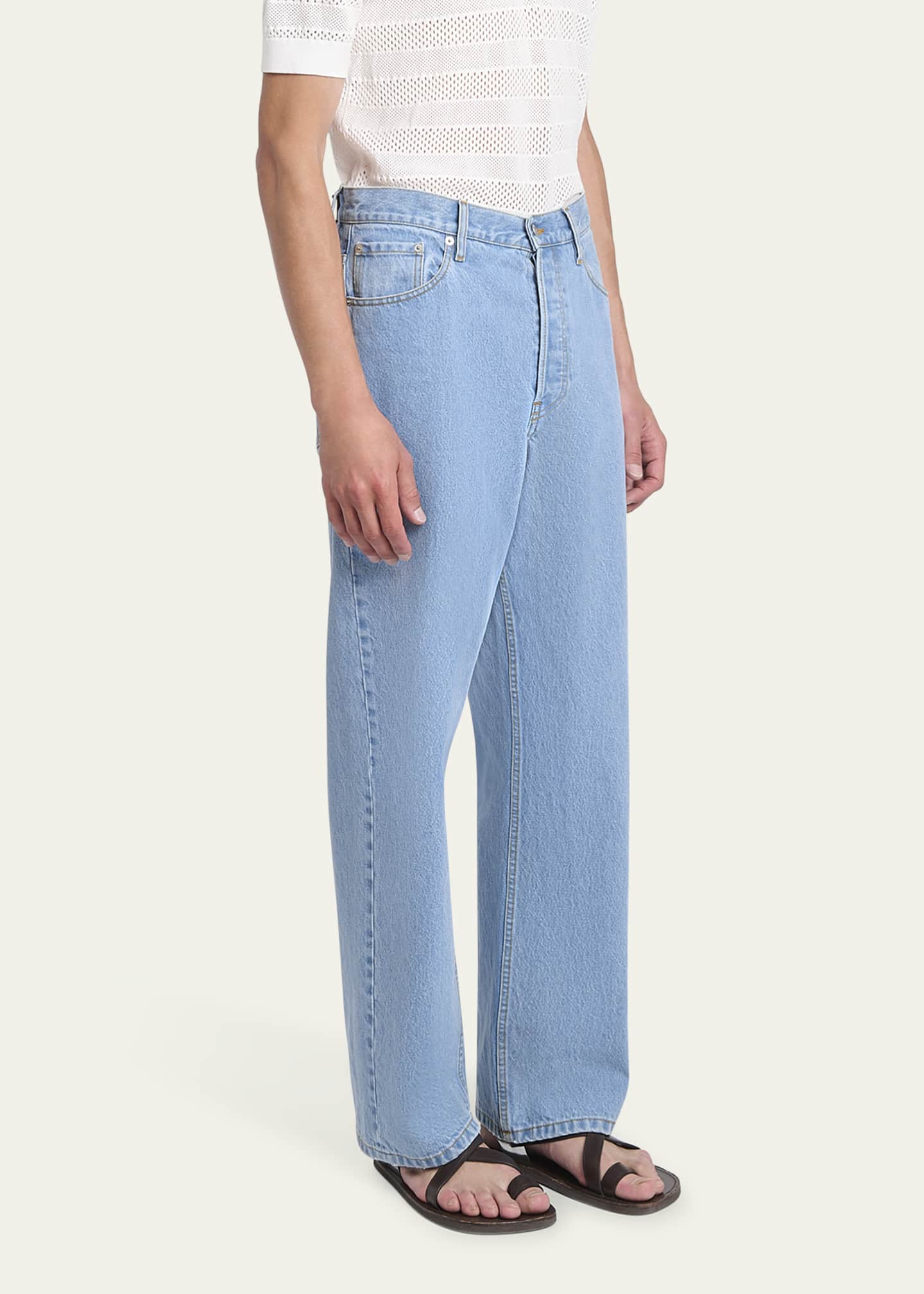 Dries Van Noten Men's Pine Bleached Wide-Leg Jeans Image 4 of 5