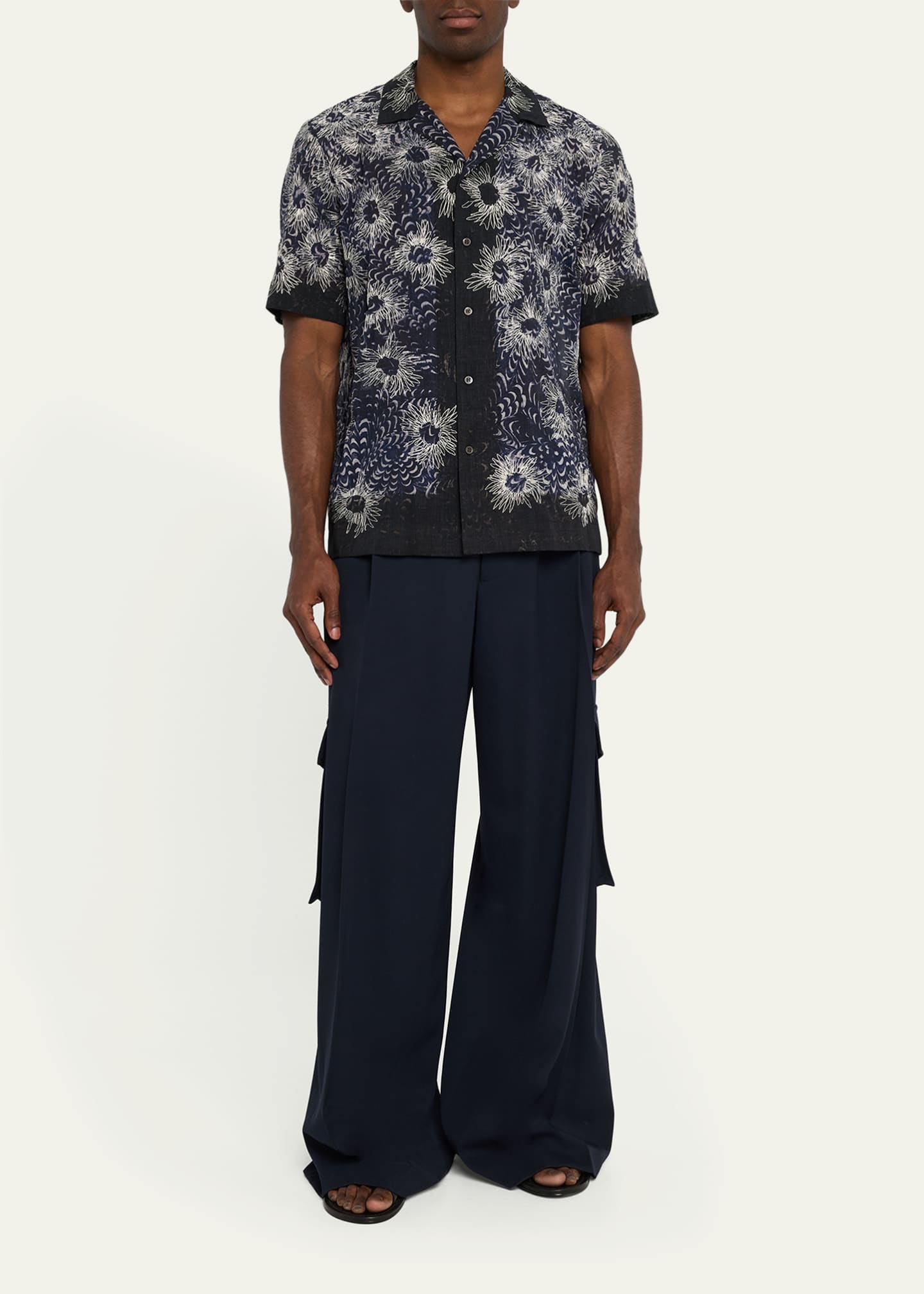 Dries Van Noten Men's Pier Tris Wide-Leg Gabardine Pants Image 2 of 5
