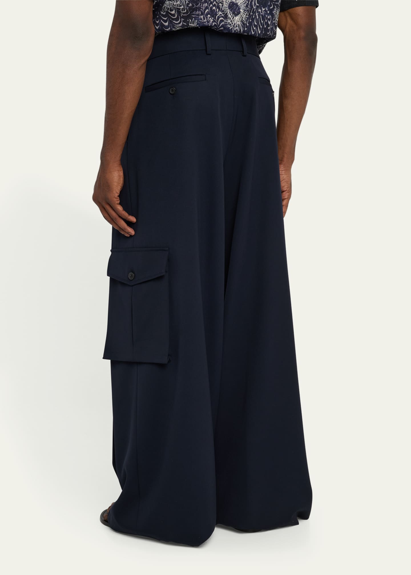 Dries Van Noten Men's Pier Tris Wide-Leg Gabardine Pants Image 3 of 5