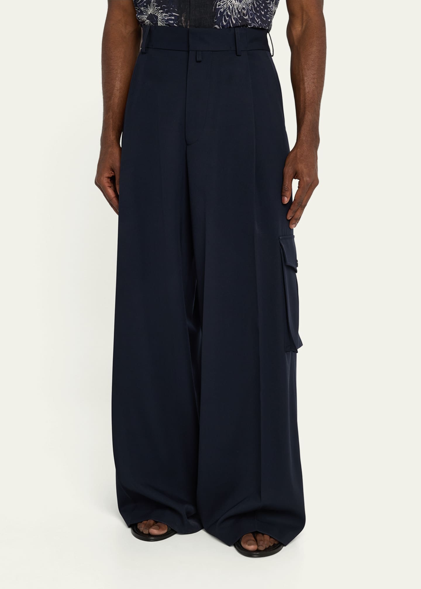 Dries Van Noten Men's Pier Tris Wide-Leg Gabardine Pants Image 4 of 5