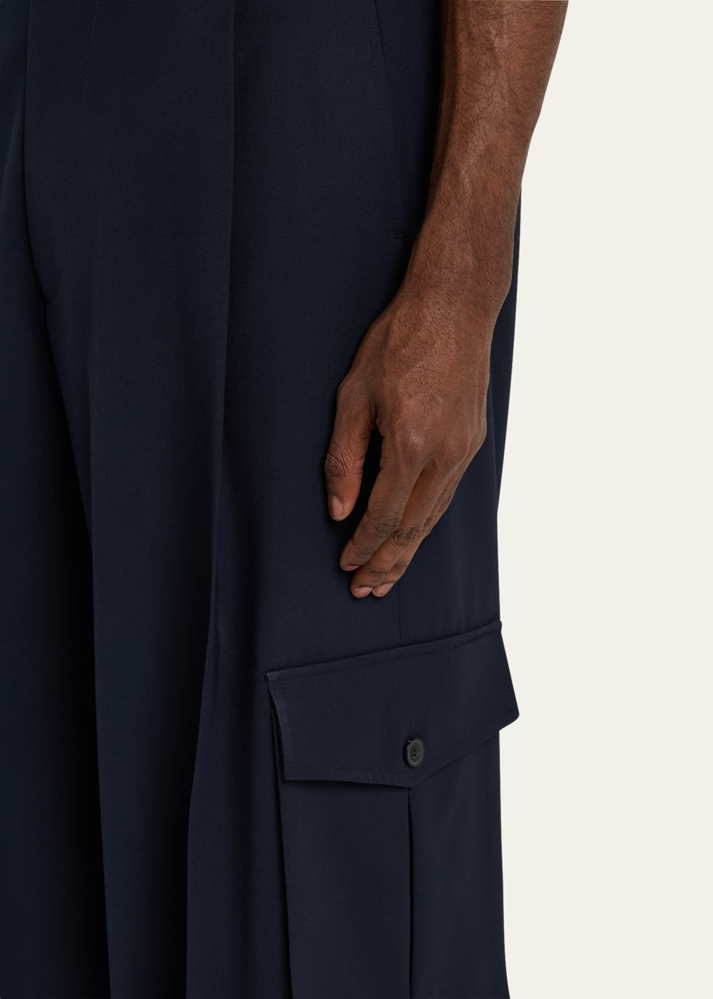 Dries Van Noten Men's Pier Tris Wide-Leg Gabardine Pants Image 5 of 5
