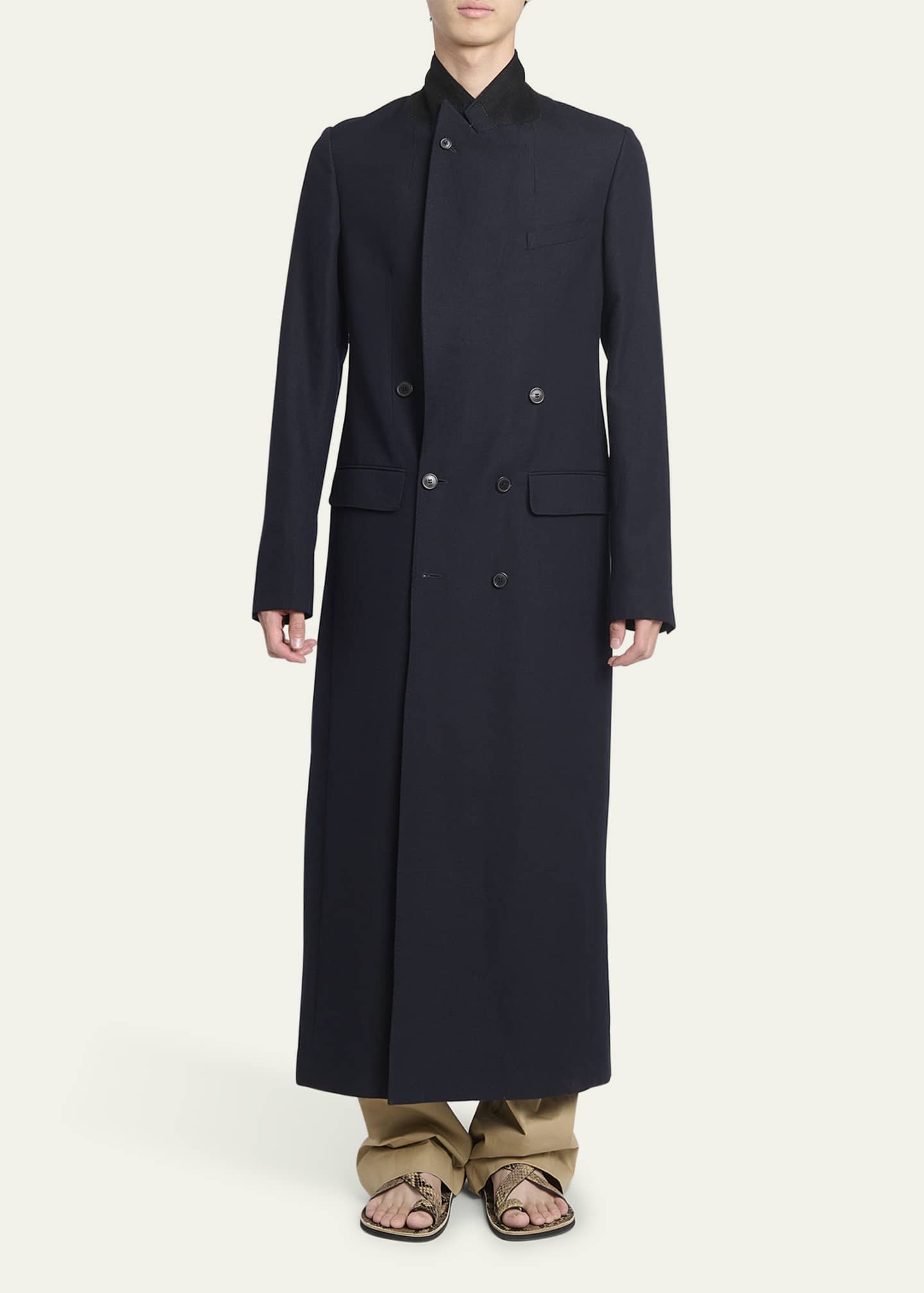 Dries Van Noten Men's Razon Hopsack Overcoat Image 2 of 5