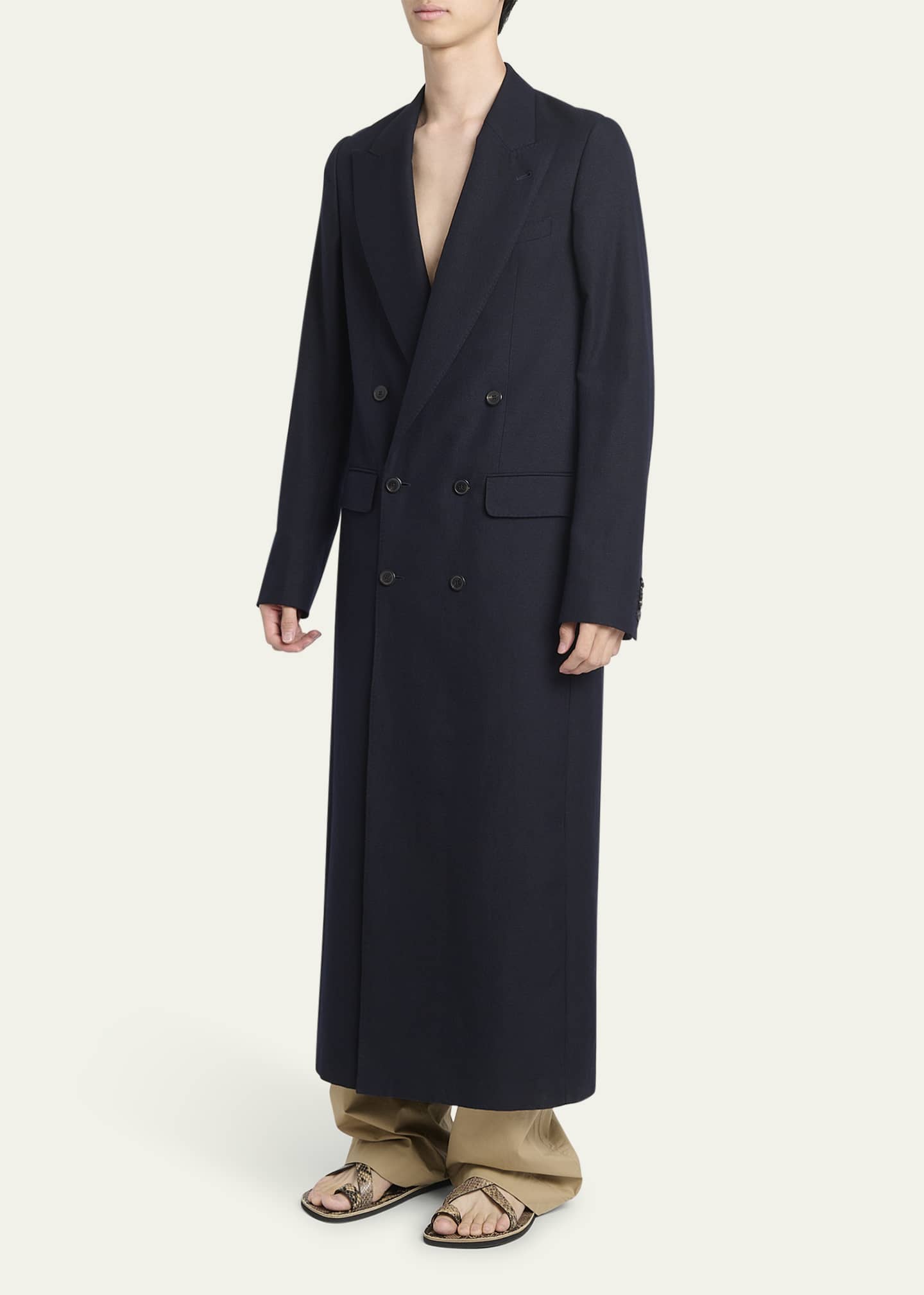Dries Van Noten Men's Razon Hopsack Overcoat Image 4 of 5