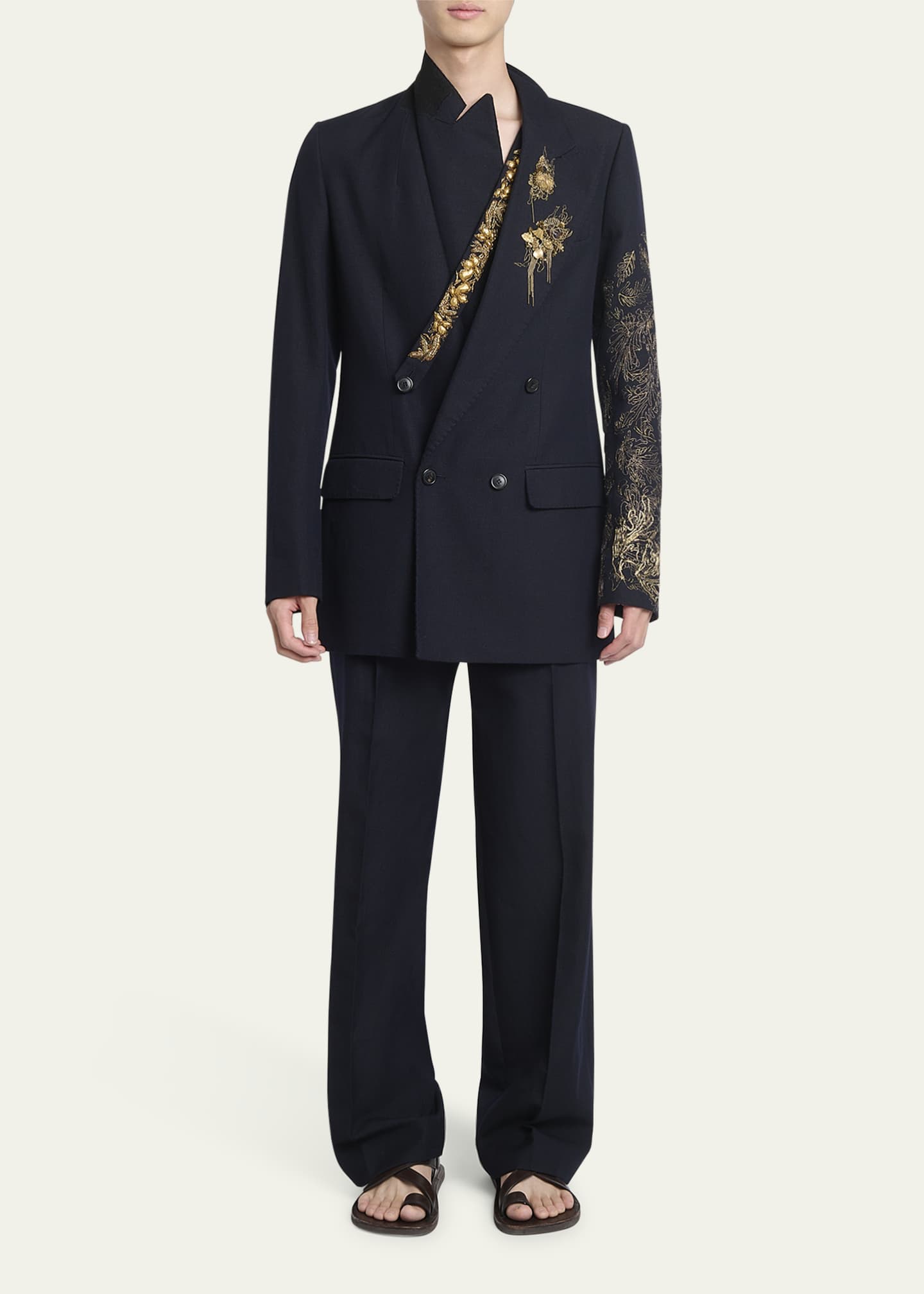Dries Van Noten Men's Penrud Wool-Linen Pants Image 2 of 5