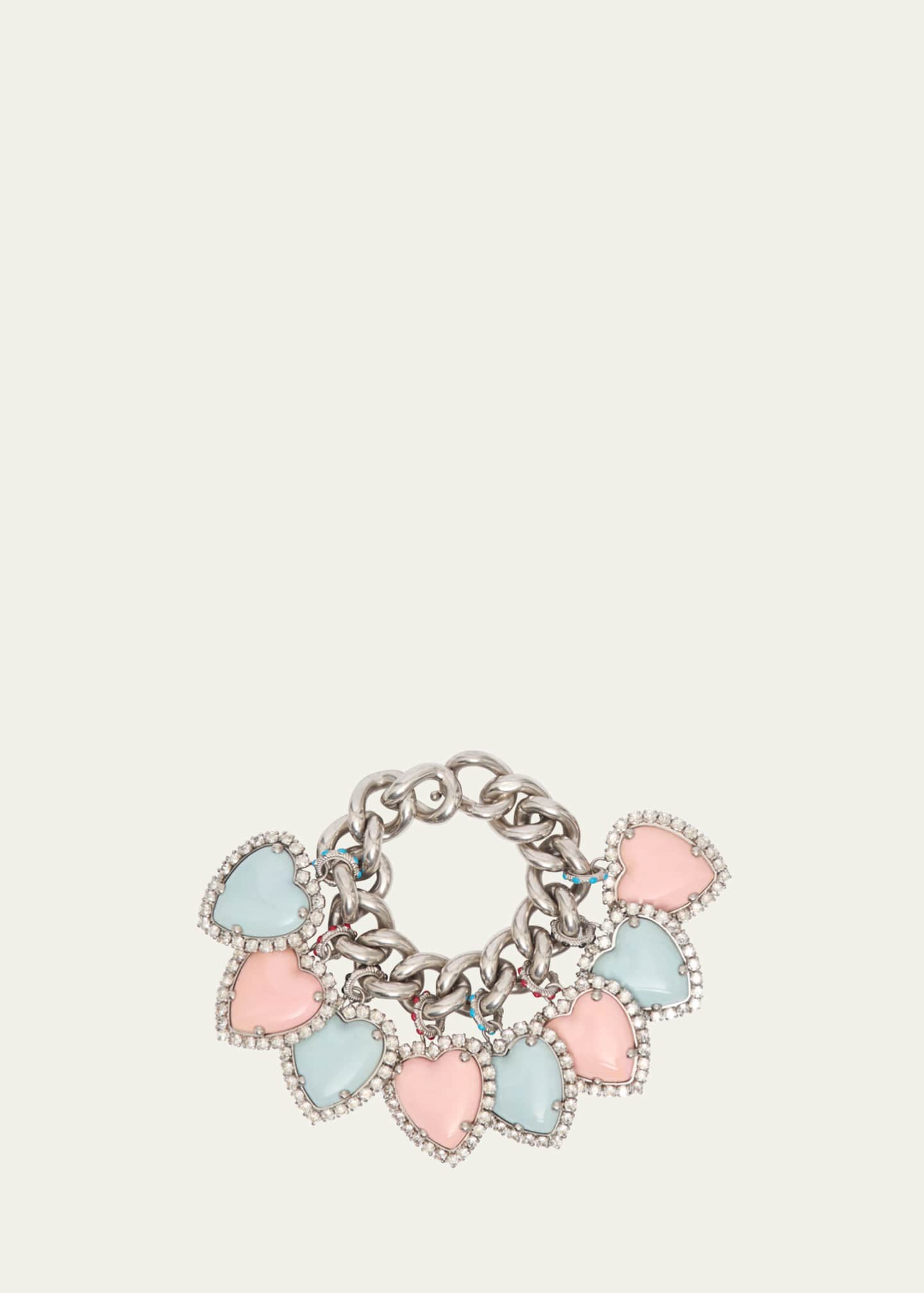 Valentino Garavani Men's Crystal Heart Chain Bracelet Image 1 of 2