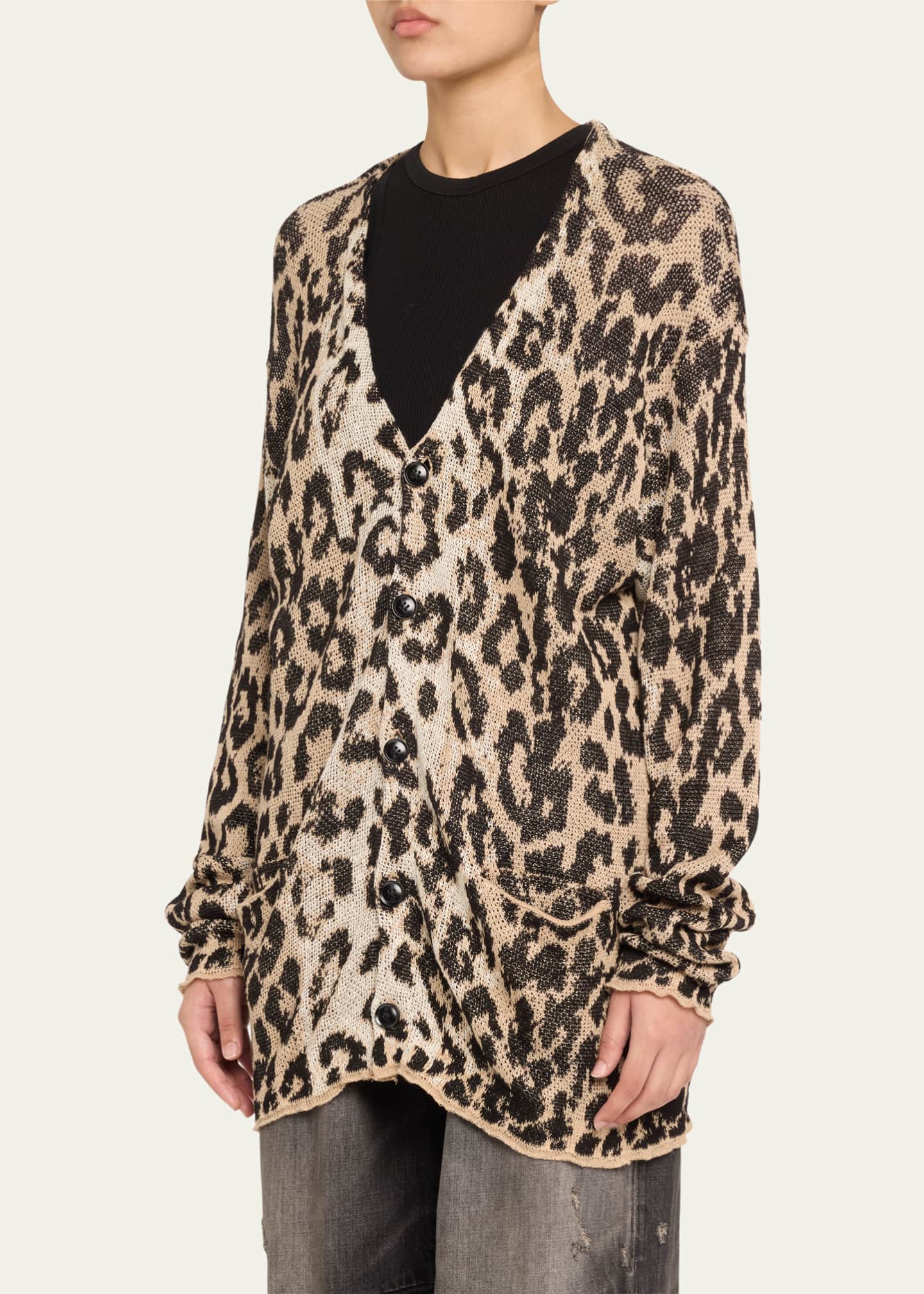 R13 Leopard-Print Boyfriend Cardigan Image 4 of 5