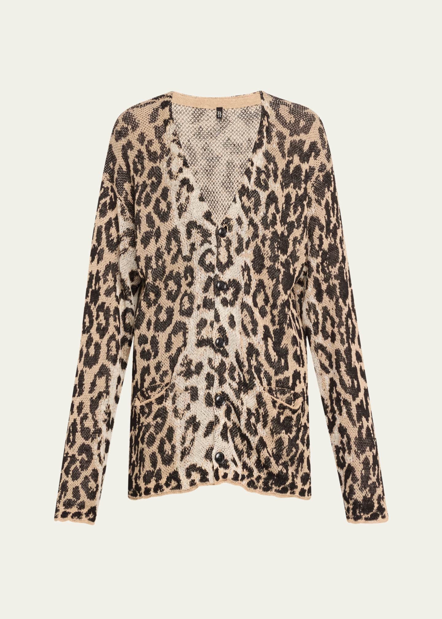 R13 Leopard-Print Boyfriend Cardigan Image 1 of 5