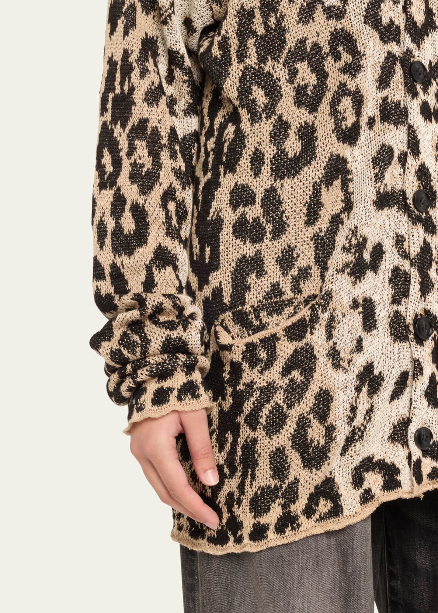 R13 Leopard-Print Boyfriend Cardigan Image 5 of 5