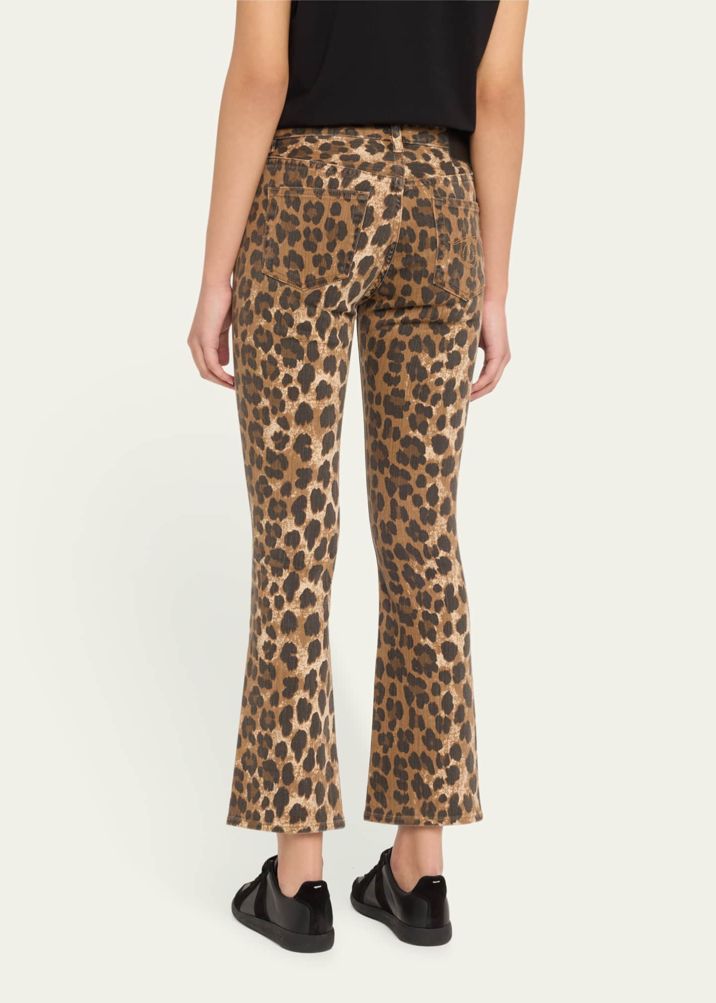 R13 Leopard Mid-Rise Kick-Flare Jeans Image 3 of 5