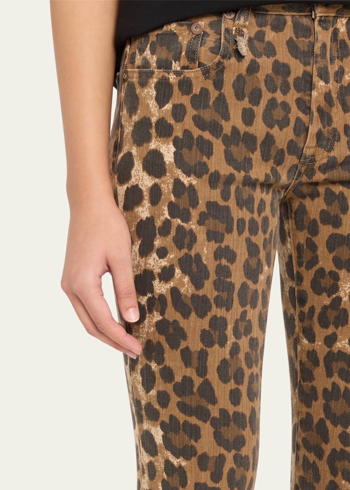 R13 Leopard Mid-Rise Kick-Flare Jeans Image 5 of 5