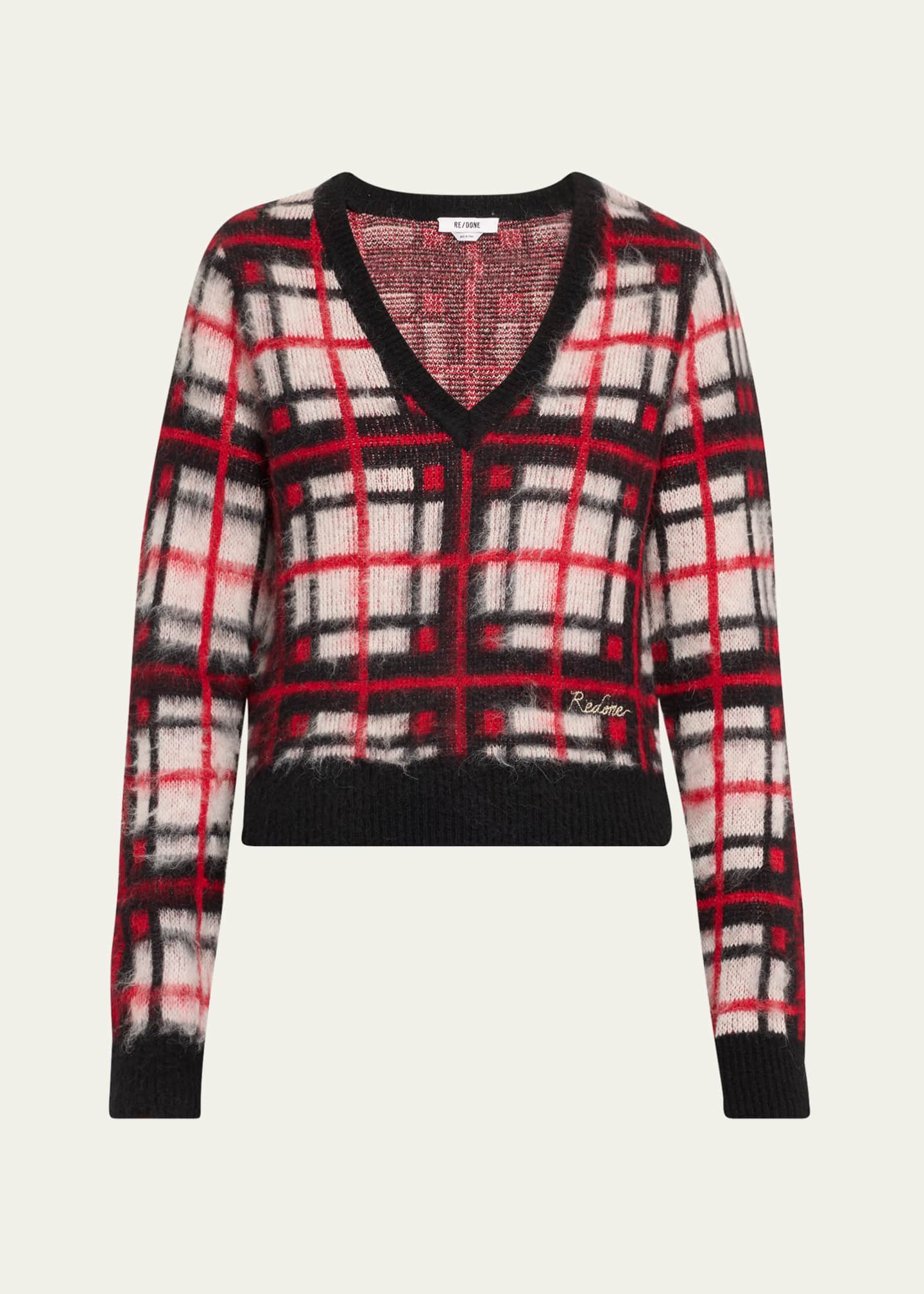 RE/DONE Tartan V-Neck Sweater Image 1 of 5