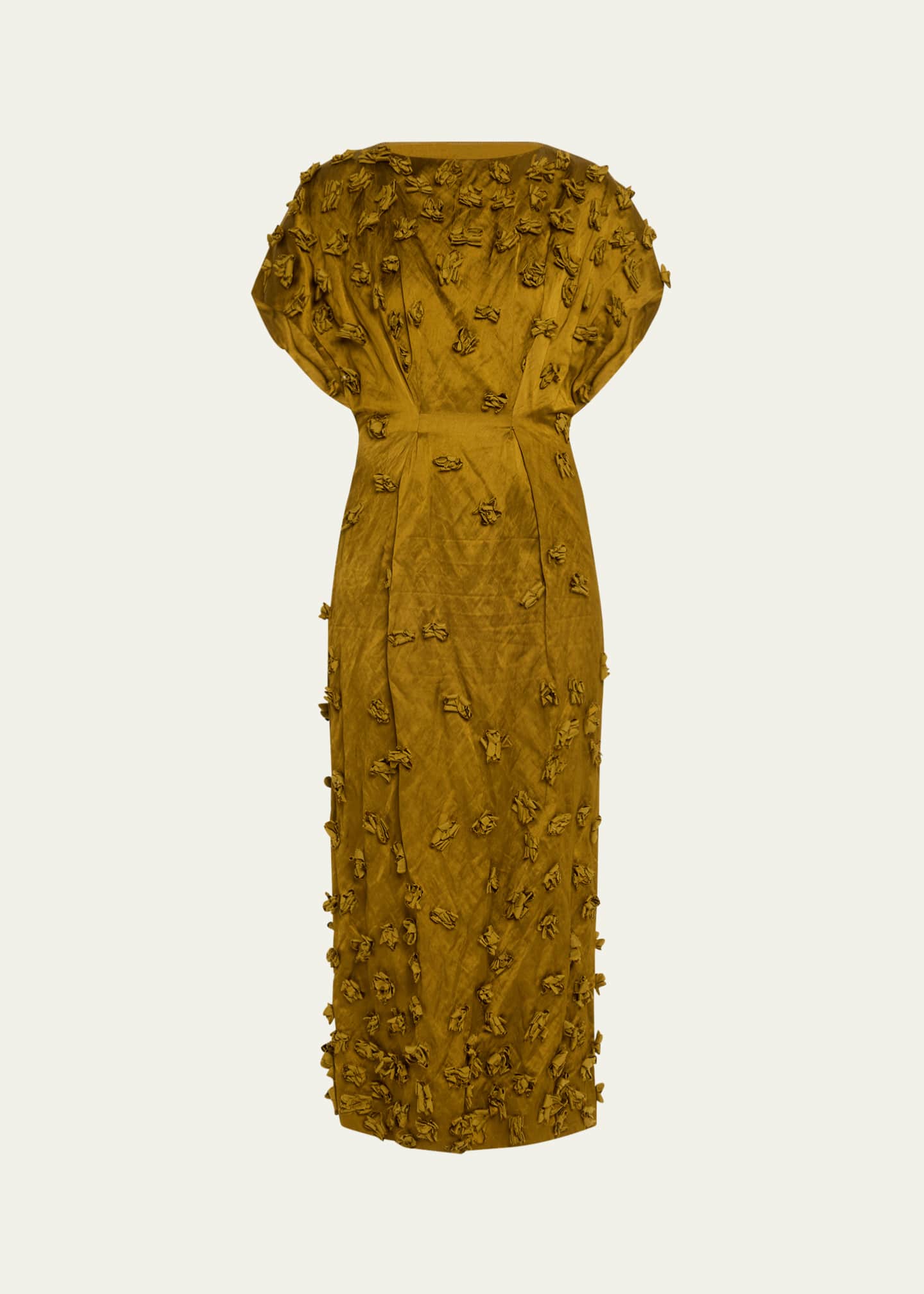 Michael Kors Collection Floral Hand Embroidered Cap-Sleeve Dress Image 1 of 5