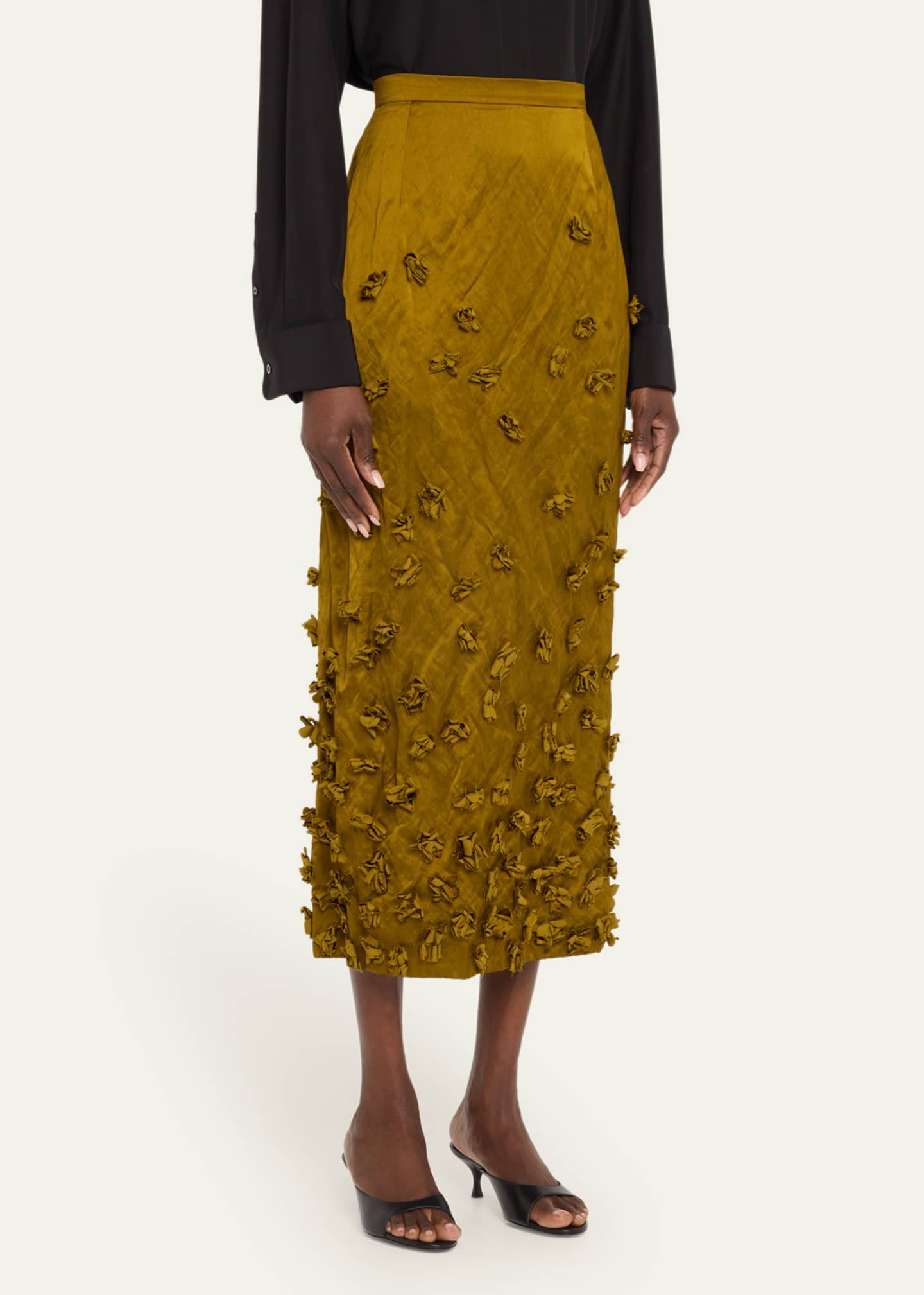 Michael Kors Collection Floral Hand Embroidered Pencil Skirt Image 4 of 5