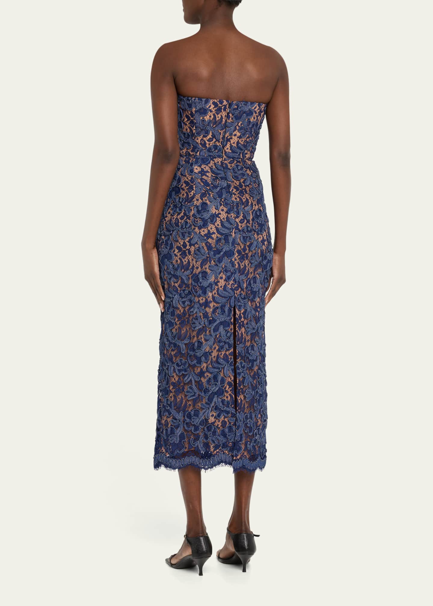 Michael Kors Collection Strapless Lace Sheath Midi Dress Image 3 of 5