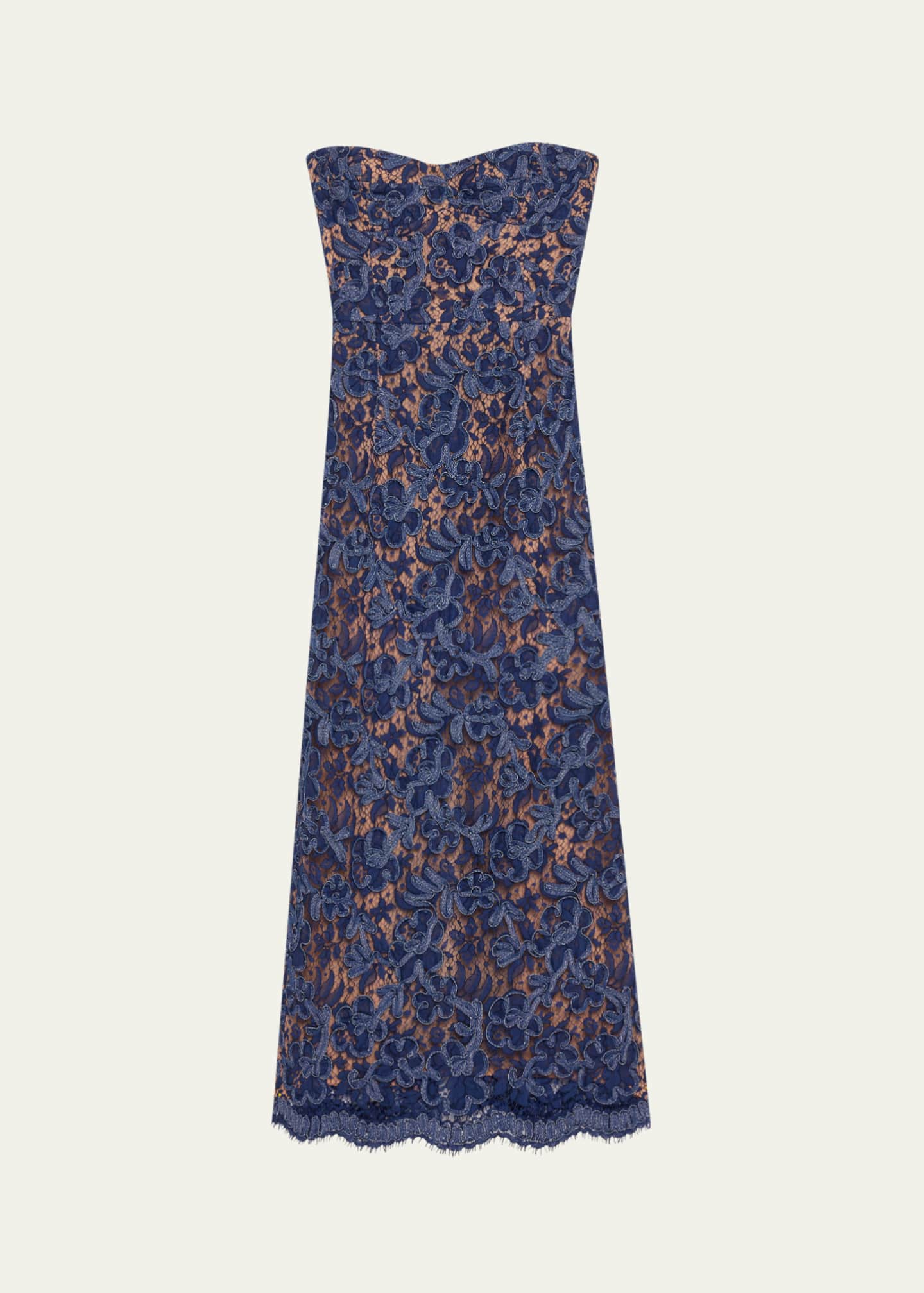 Michael Kors Collection Strapless Lace Sheath Midi Dress Image 1 of 5