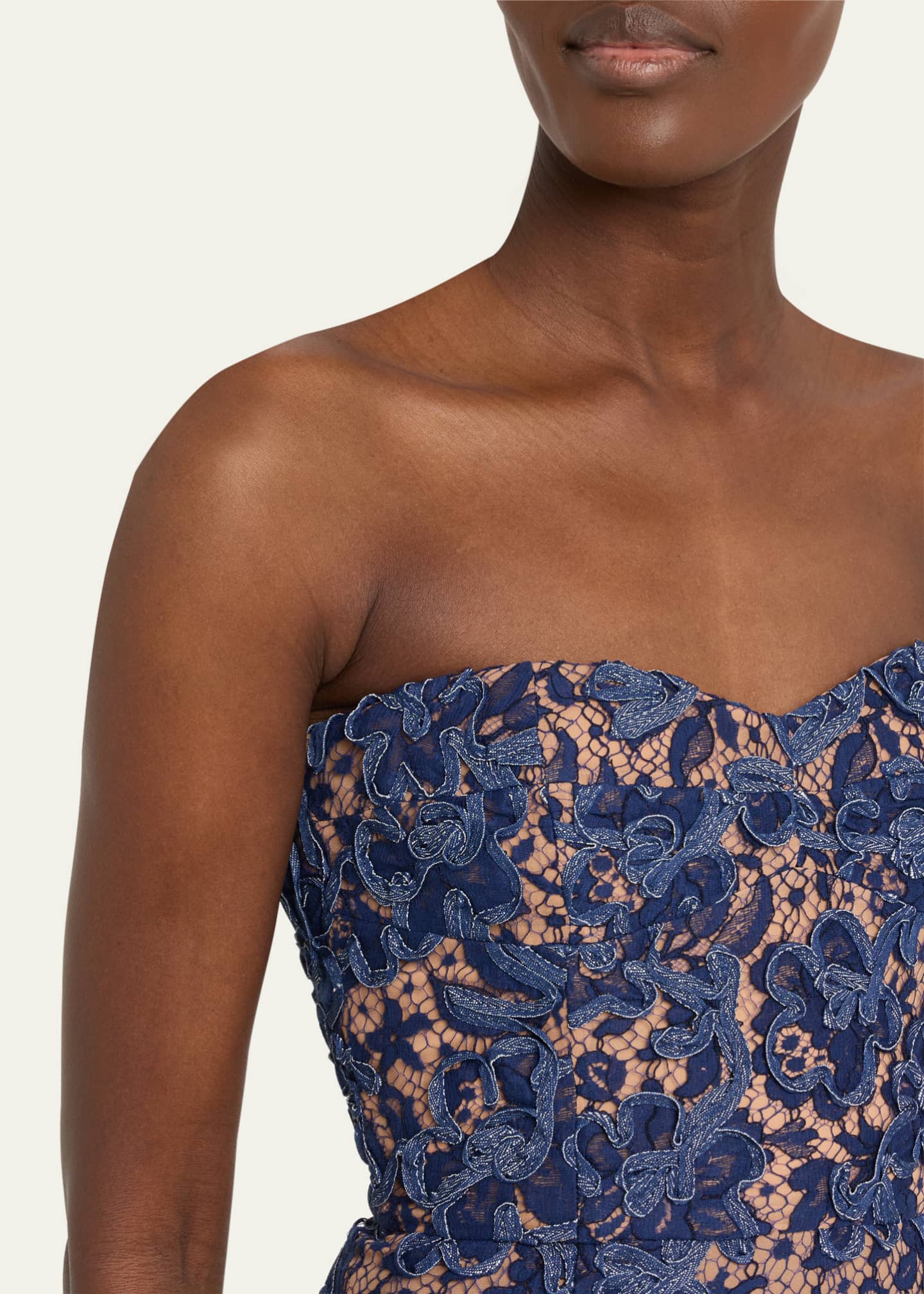 Michael Kors Collection Strapless Lace Sheath Midi Dress Image 5 of 5