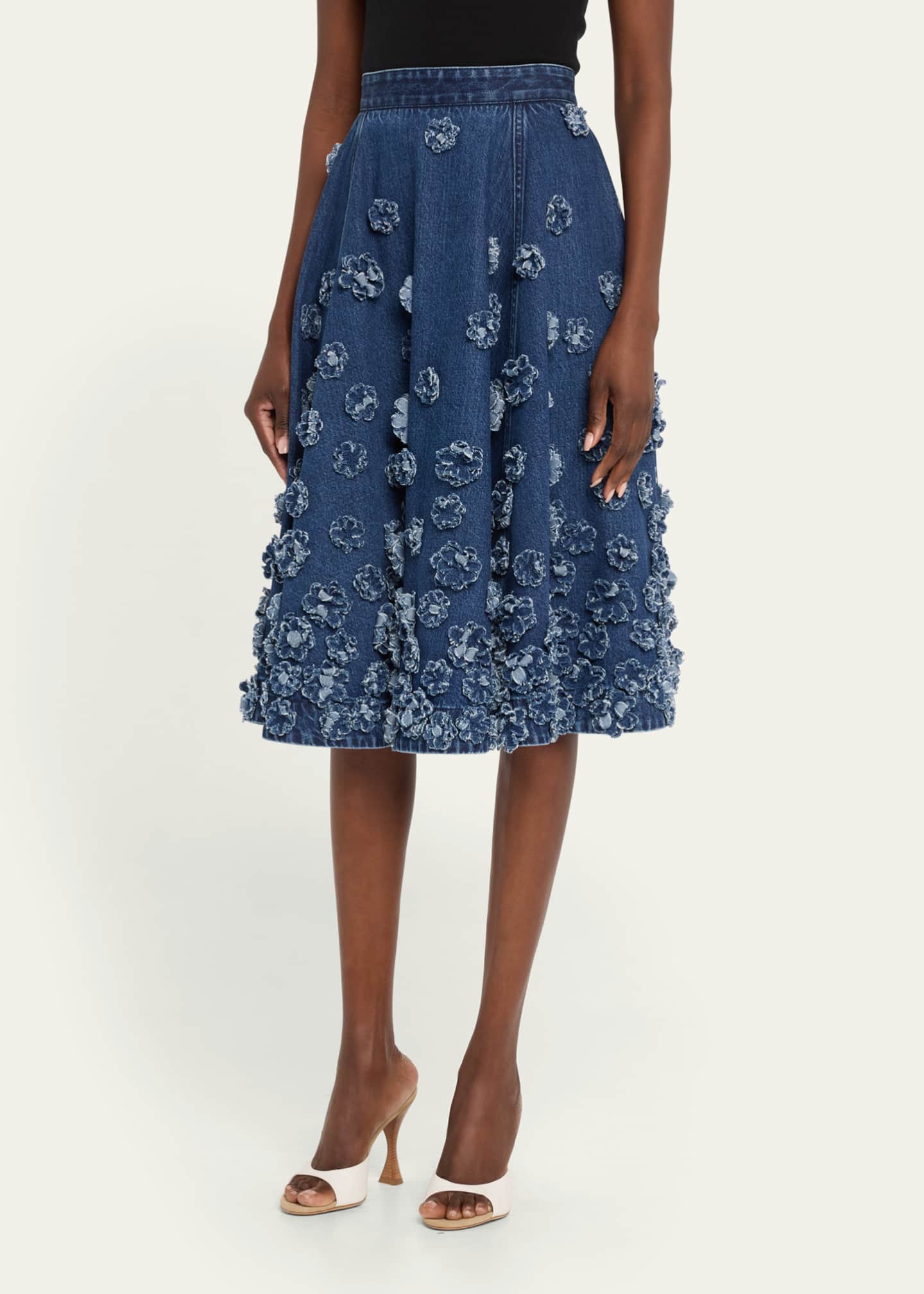 スカート Michael Kors Embroidered stretch viscose blend skirt Hand-Embroidered Floral Crushed Duchesse Pencil Skirt
