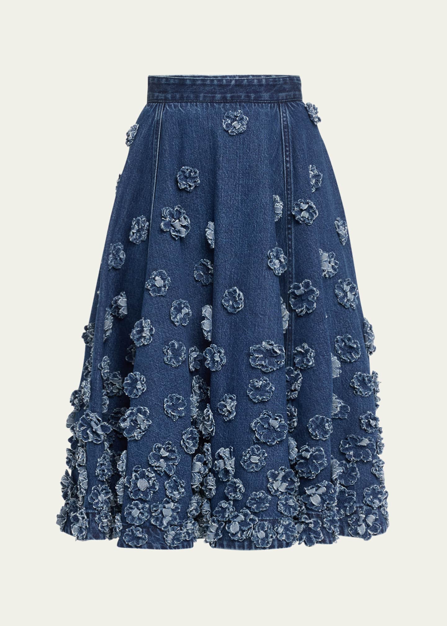 スカート Michael Kors Embroidered stretch viscose blend skirt Hand-Embroidered Floral Crushed Duchesse Pencil Skirt