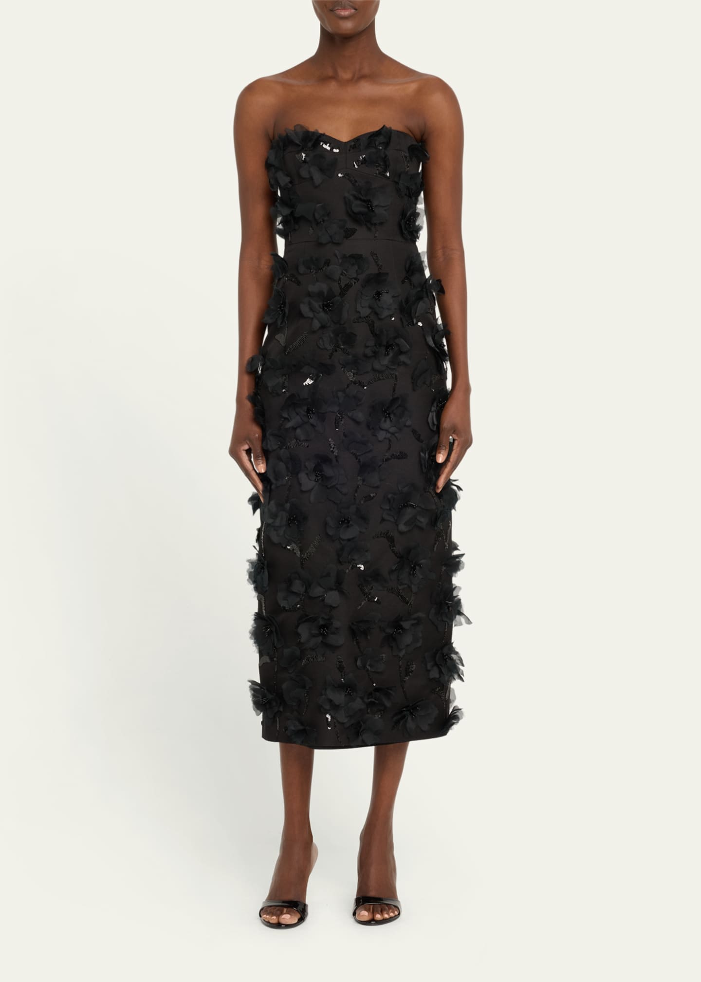 Michael Kors Collection Floral Hand Embellished Strapless Sheath Dress Image 2 of 5
