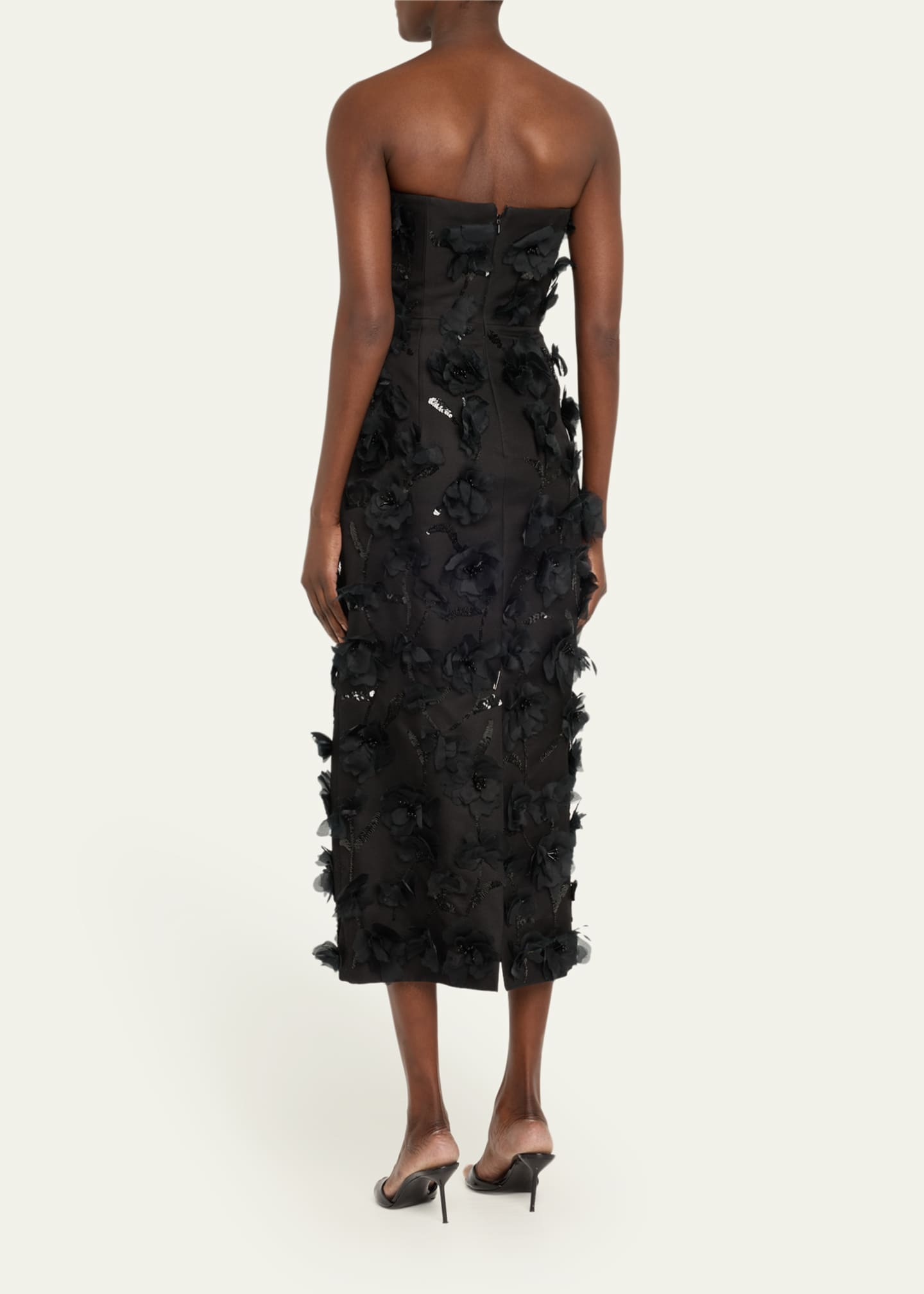 Michael Kors Collection Floral Hand Embellished Strapless Sheath Dress Image 3 of 5