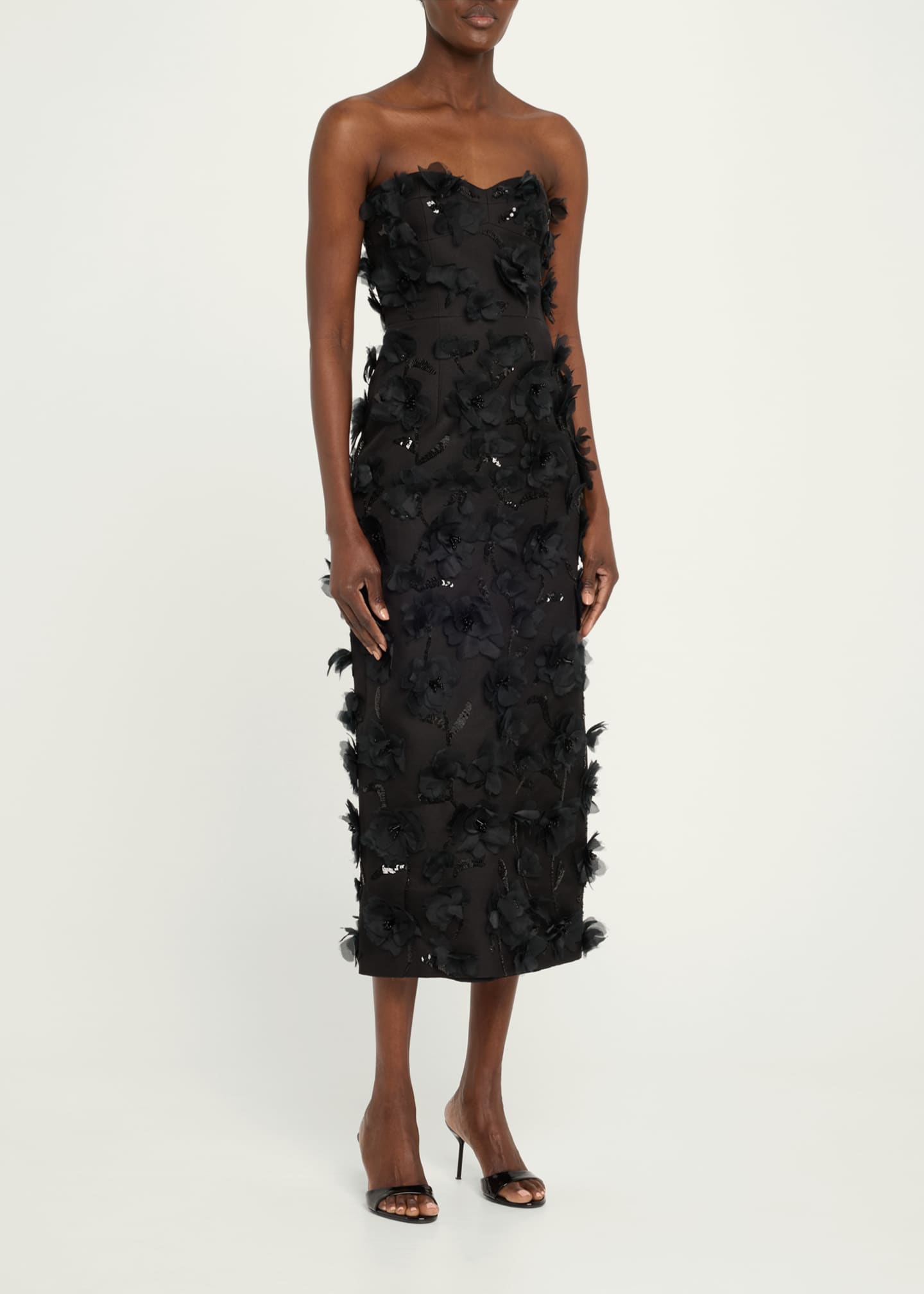 Michael Kors Collection Floral Hand Embellished Strapless Sheath Dress Image 4 of 5