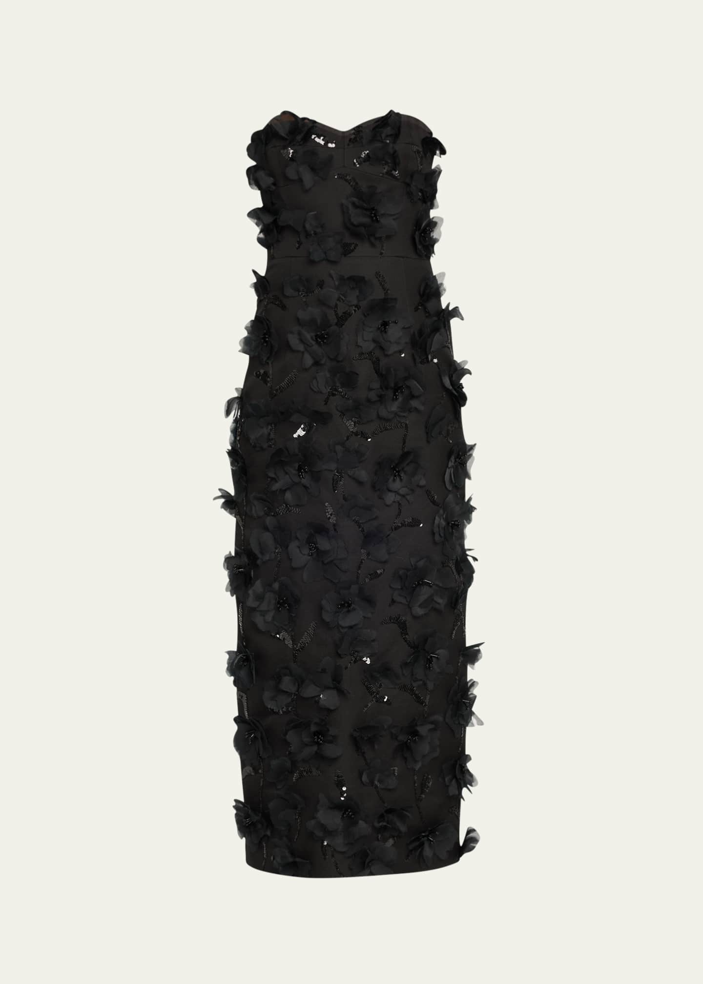 Michael Kors Collection Floral Hand Embellished Strapless Sheath Dress Image 1 of 5