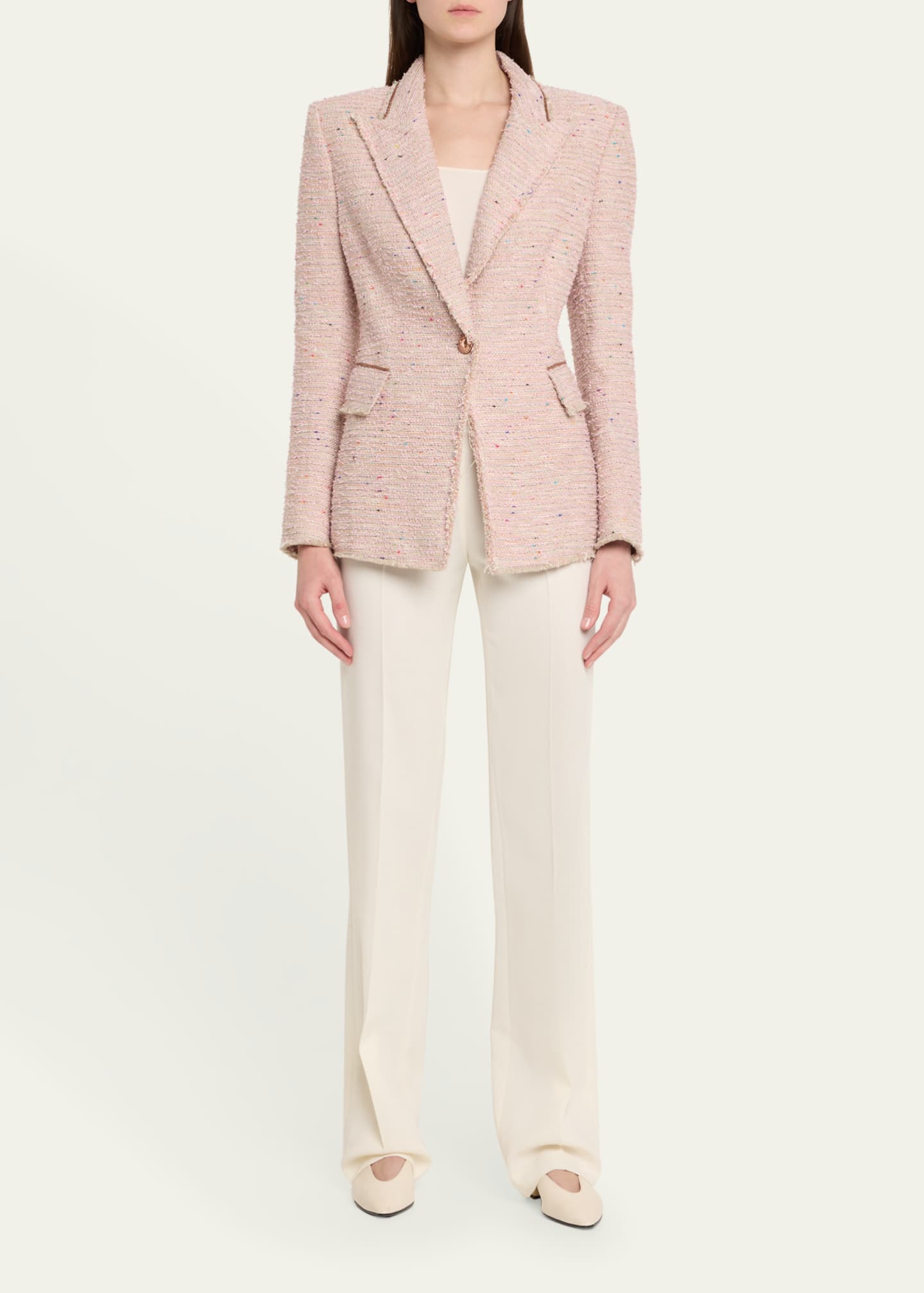 Kobi Halperin Fiorellie Chain-Trim Tweed Jacket Image 2 of 5