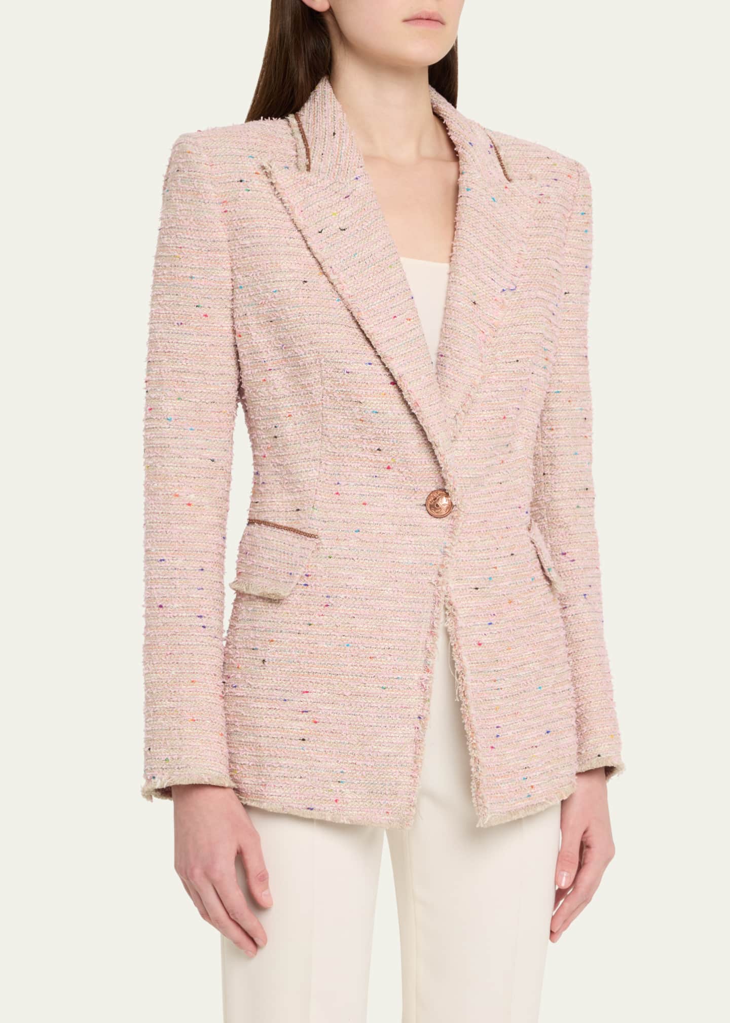 Kobi Halperin Fiorellie Chain-Trim Tweed Jacket Image 4 of 5