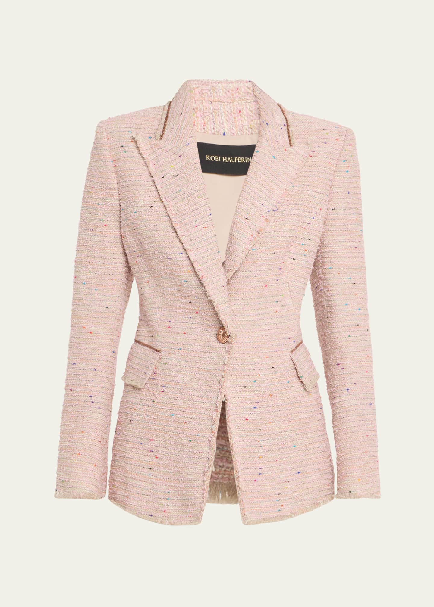 Kobi Halperin Fiorellie Chain-Trim Tweed Jacket Image 1 of 5