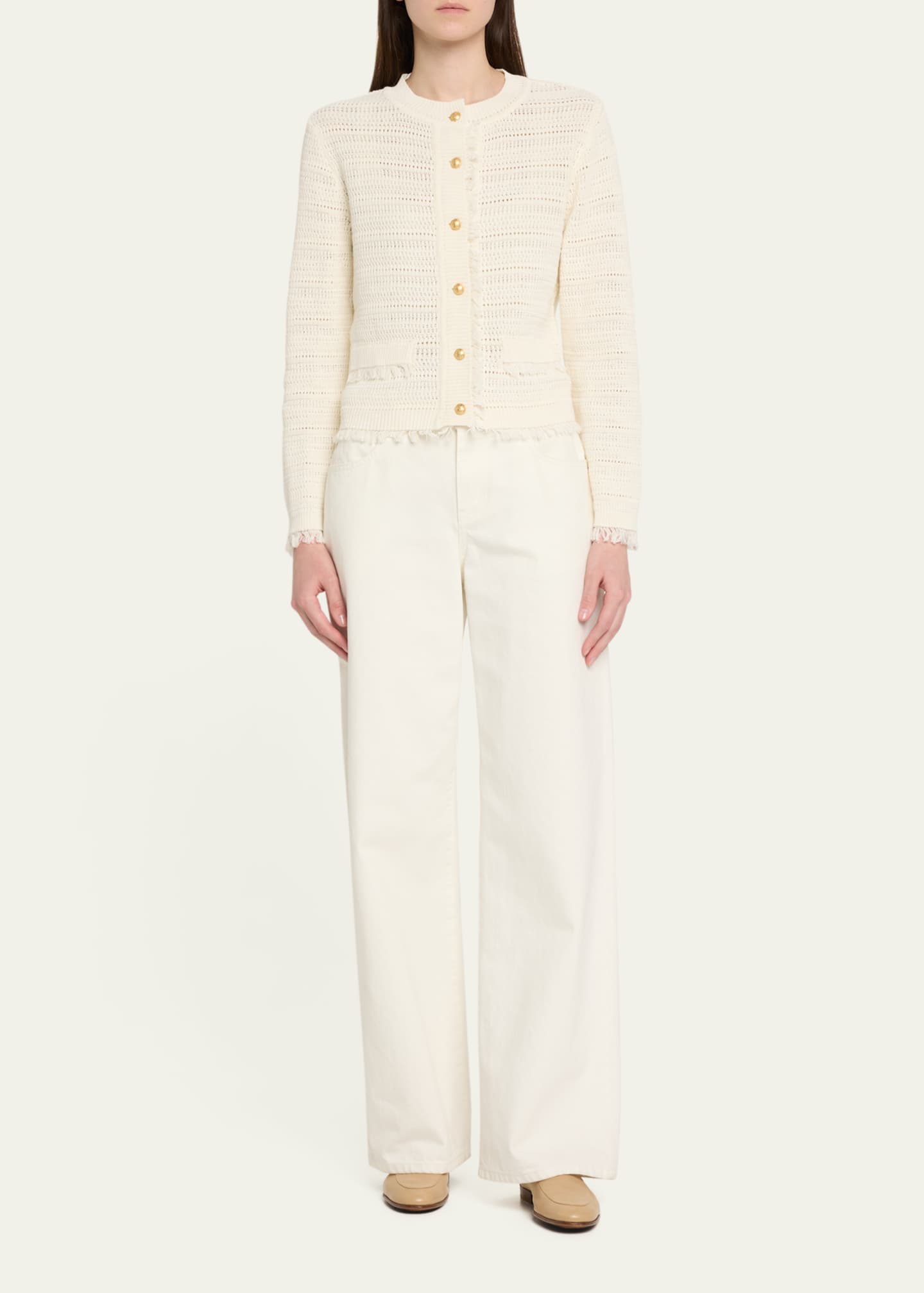 Kobi Halperin Taza Pointelle-Knit Fringed Sweater Image 2 of 5