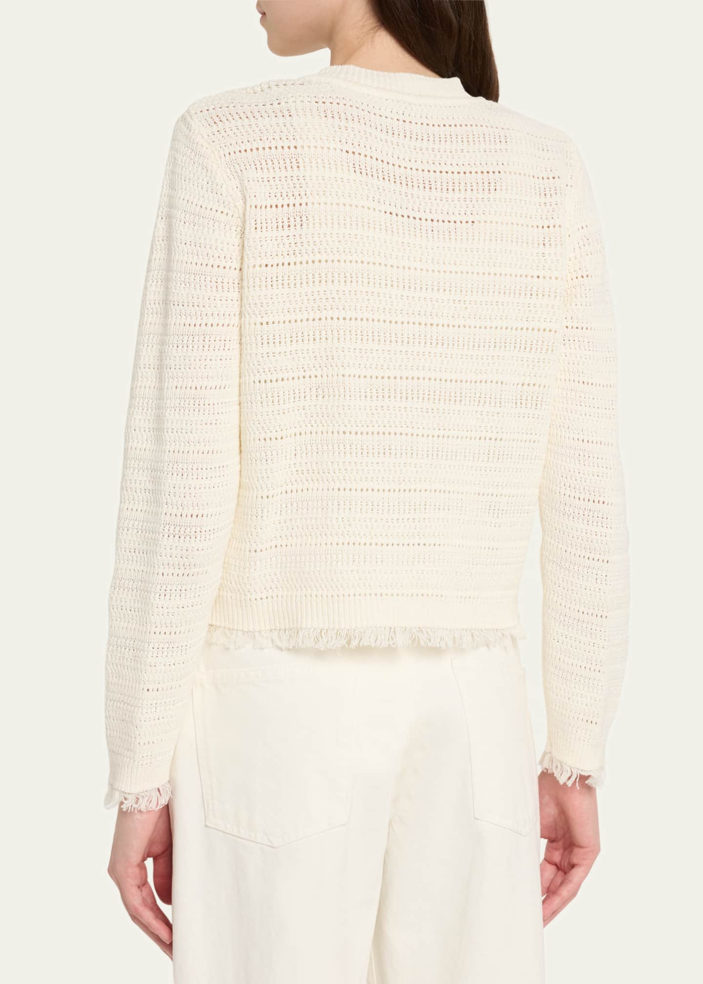 Kobi Halperin Taza Pointelle-Knit Fringed Sweater Image 3 of 5