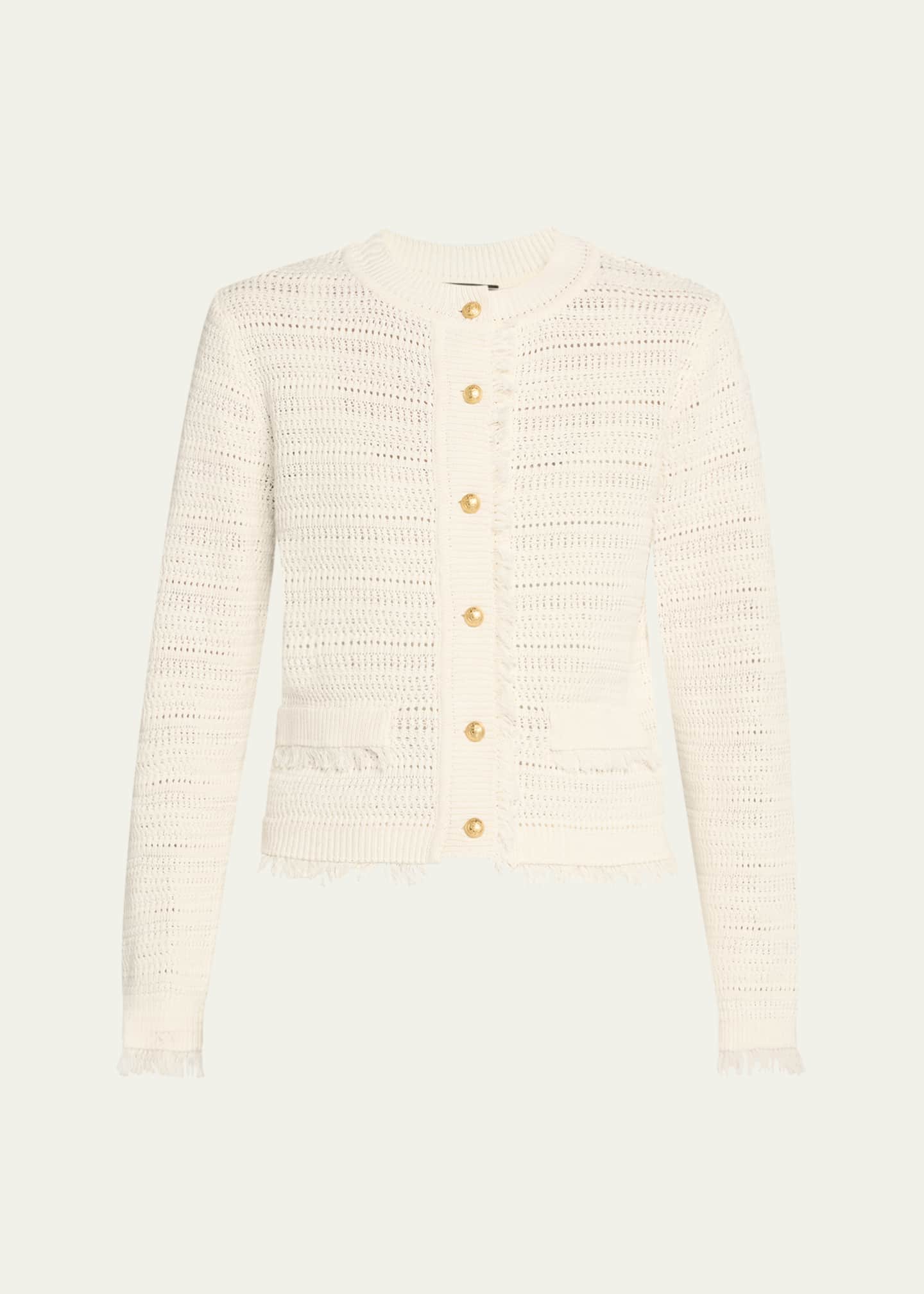 Kobi Halperin Taza Pointelle-Knit Fringed Sweater Image 1 of 5