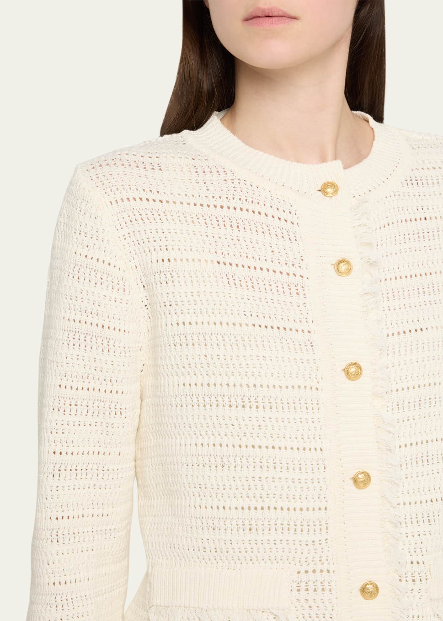 Kobi Halperin Taza Pointelle-Knit Fringed Sweater Image 5 of 5