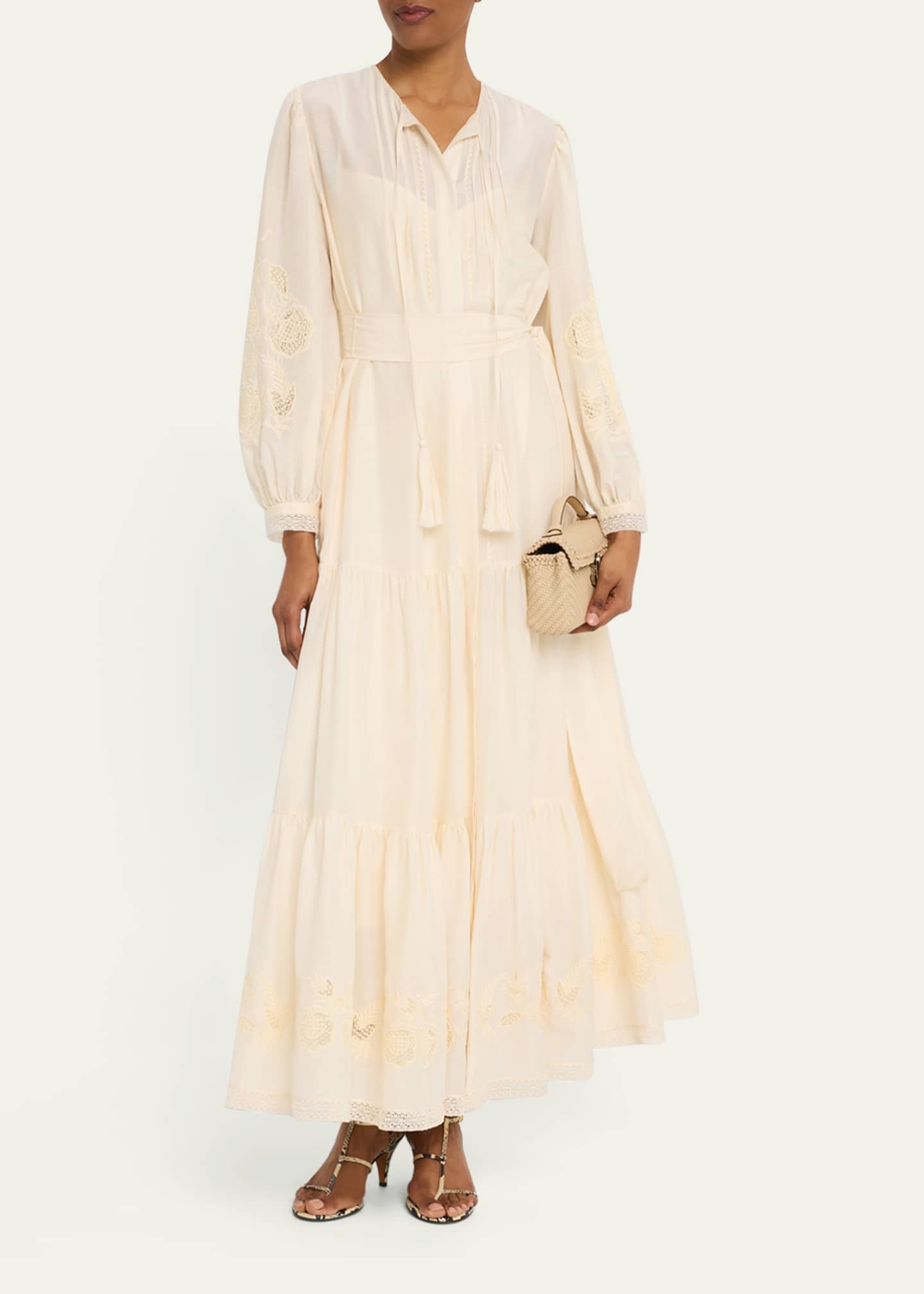 Shanice Tiered Floral-Embroidered Maxi Dress